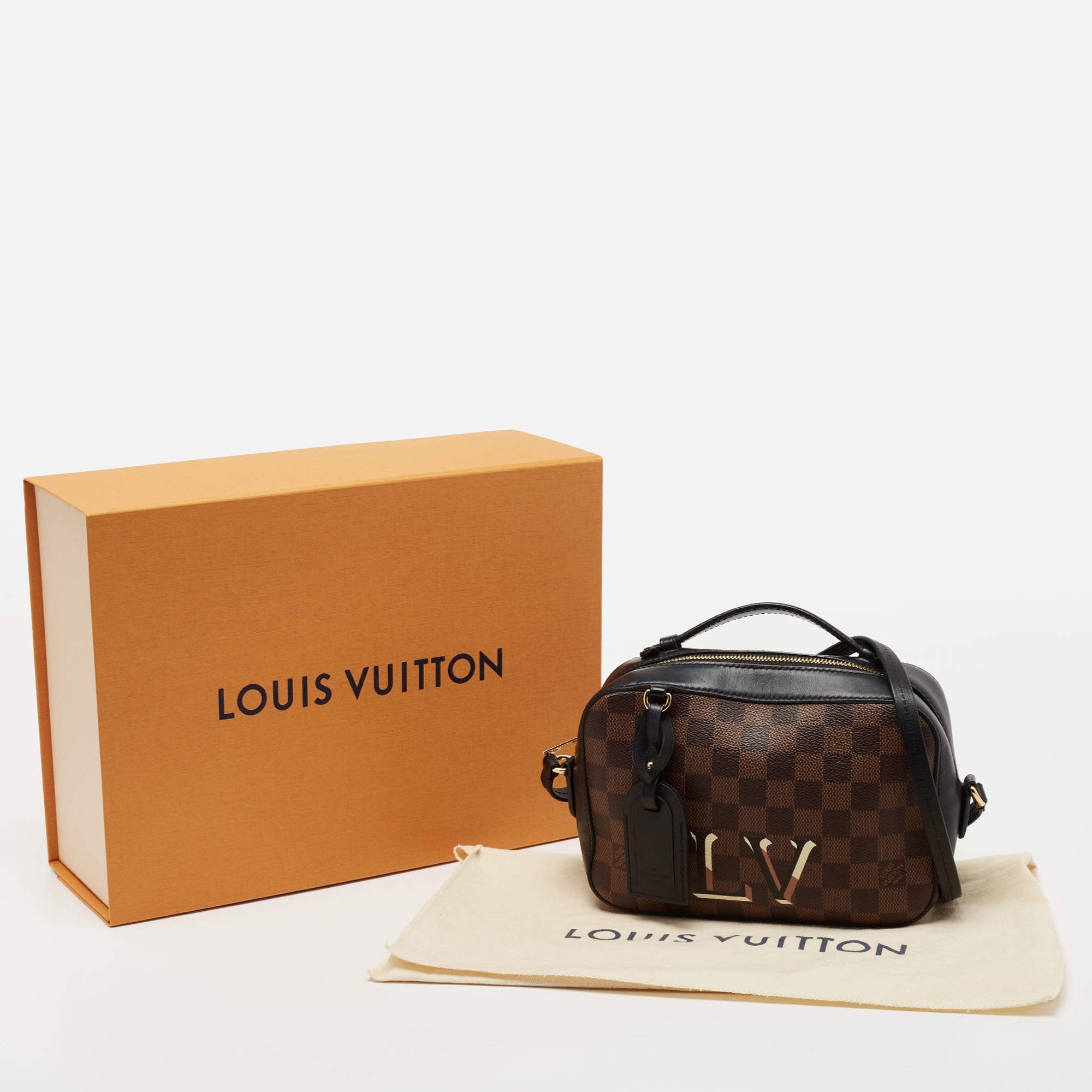 Louis Vuitton Discontinued Damier Ebene Santa Monica Crossbody Camera Box  29lk37