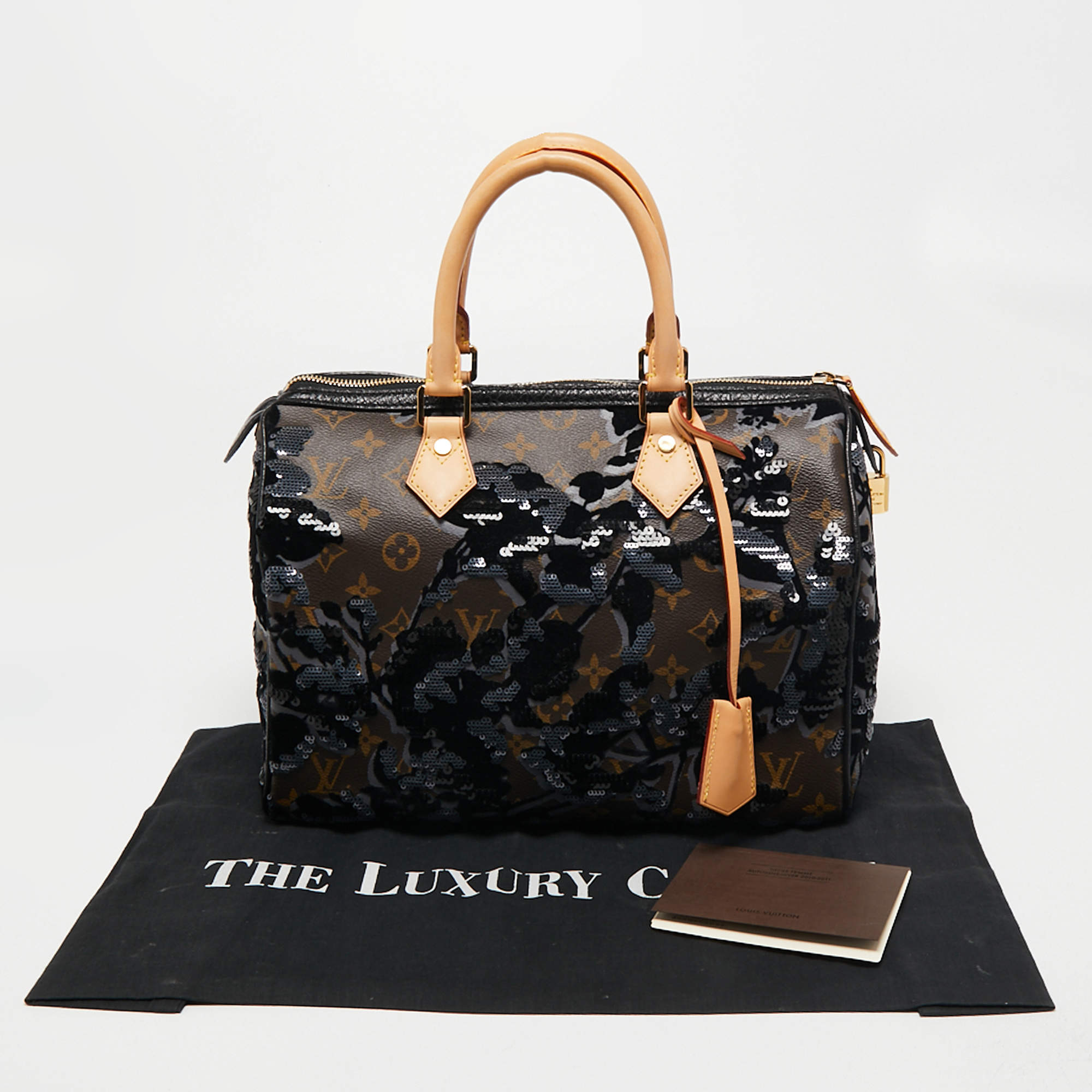 Louis Vuitton Brown Monogram Fleur De Jais Sequins Speedy 30 Black