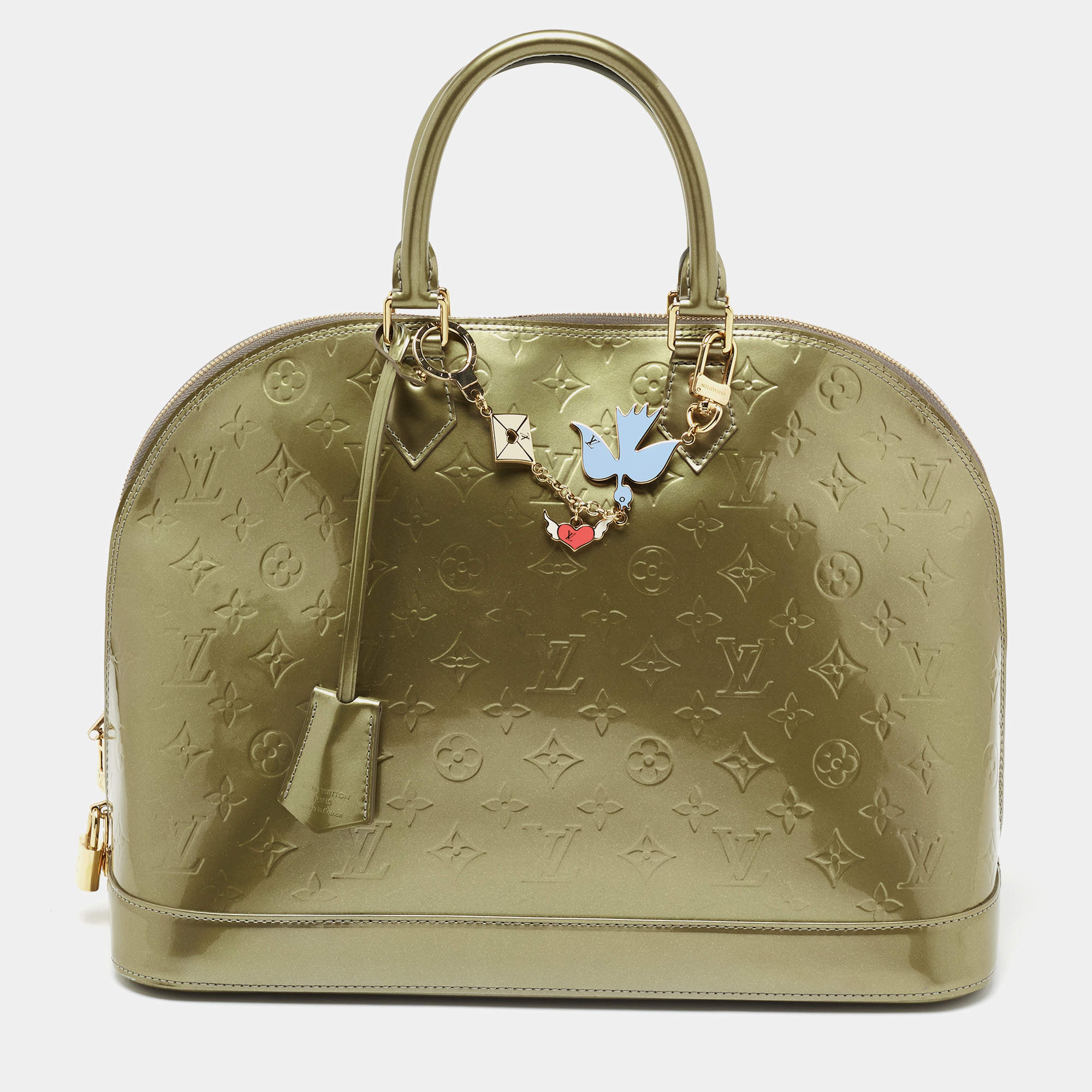 Pre Owned Louis Vuitton Gris Art Deco Monogram Vernis Alma GM Bag