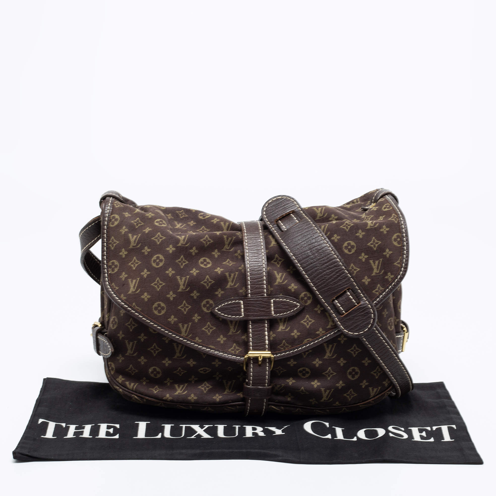 Louis Vuitton Fusain Monogram Mini Lin Saumur Shoulder Bag Louis Vuitton