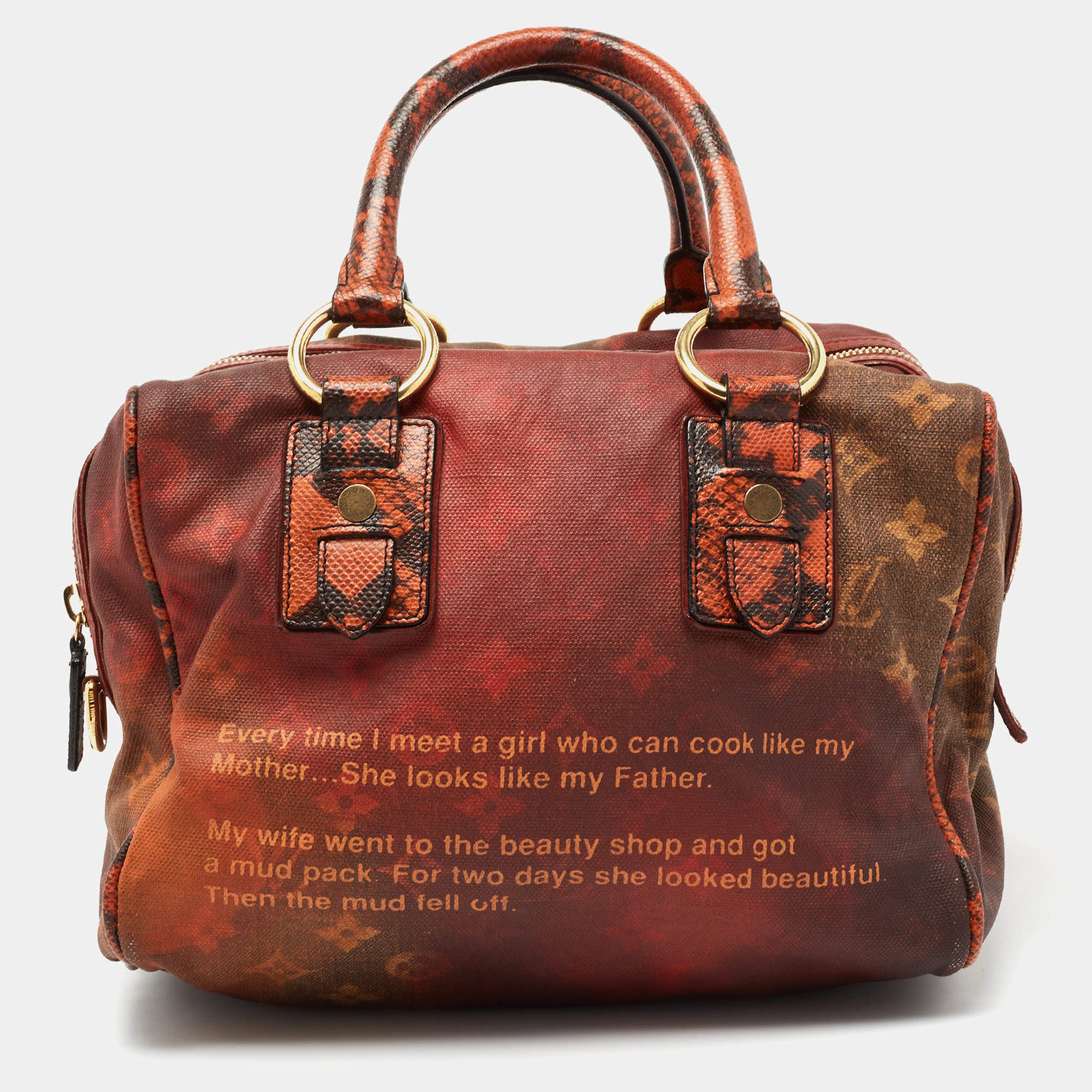 Pre Owned Louis Vuitton Monogram Canvas And Karung Trim Limited Edition Richard Prince Mancrazy Jokes Bag