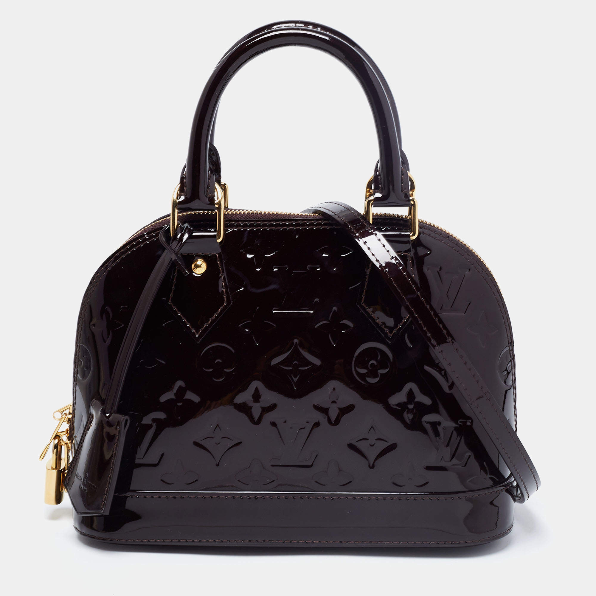 Pre Owned Louis Vuitton Amarante Monogram Vernis Alma BB Bag