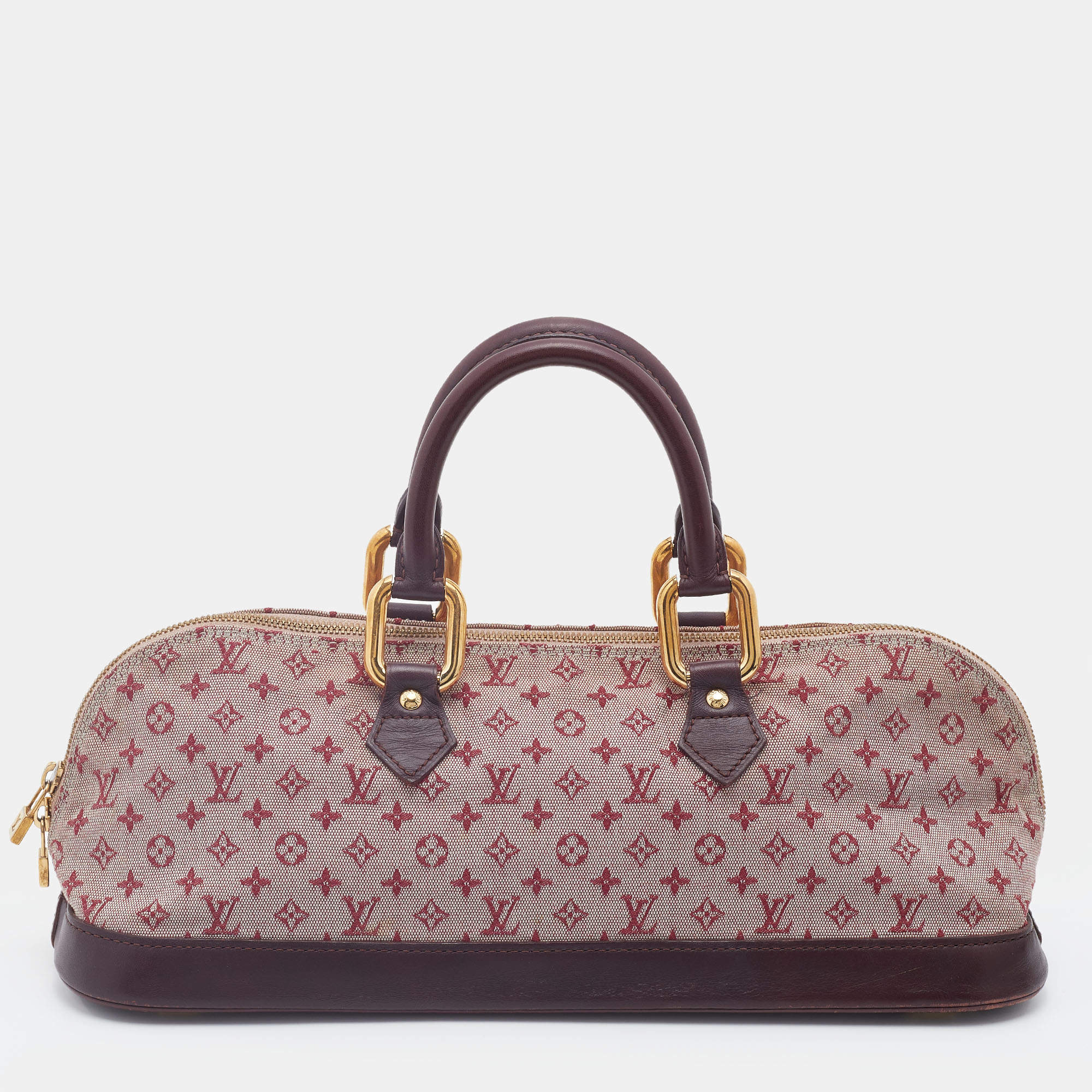 Pre Owned Louis Vuitton Cherry Monogram Mini Lin Horizontal Alma Bag