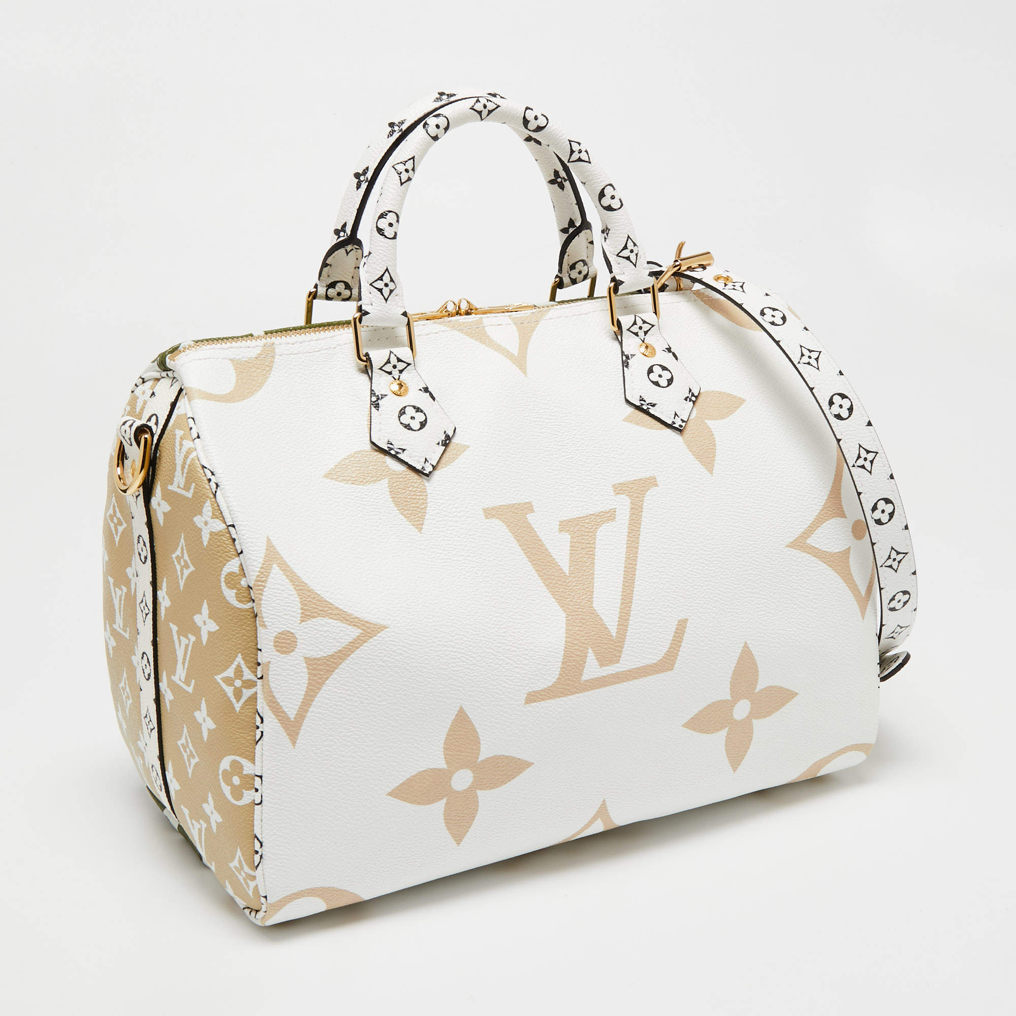 LOUIS VUITTON Monogram Giant Speedy Bandouliere 30 Kaki Beige 1264441