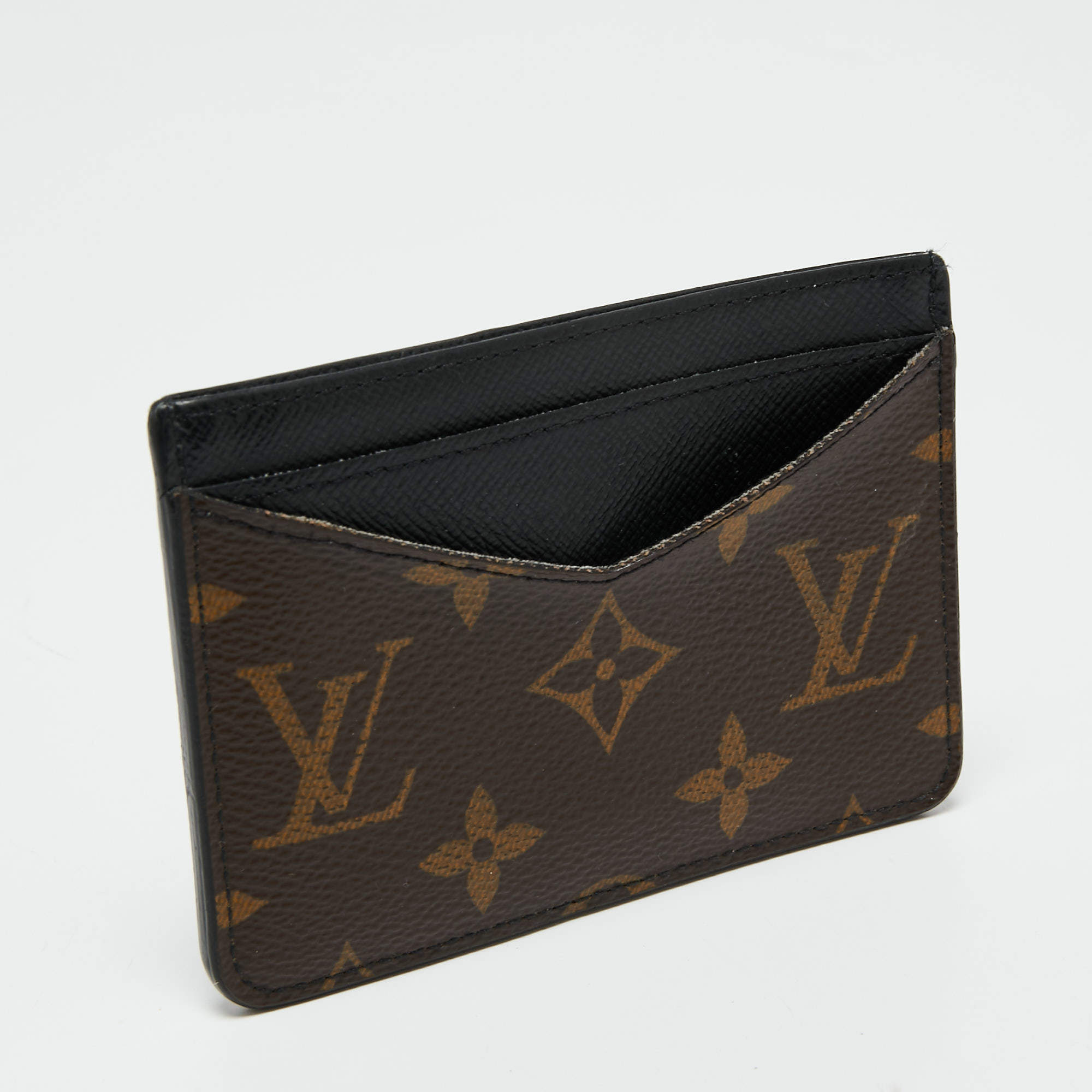 Neo Card Holder Monogram Macassar Canvas in Brown - Small Leather