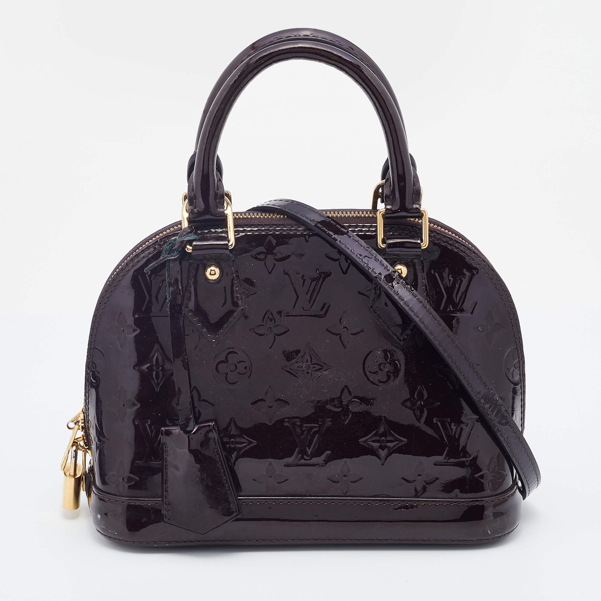 Pre Owned Louis Vuitton Amarante Monogram Vernis Alma BB Bag