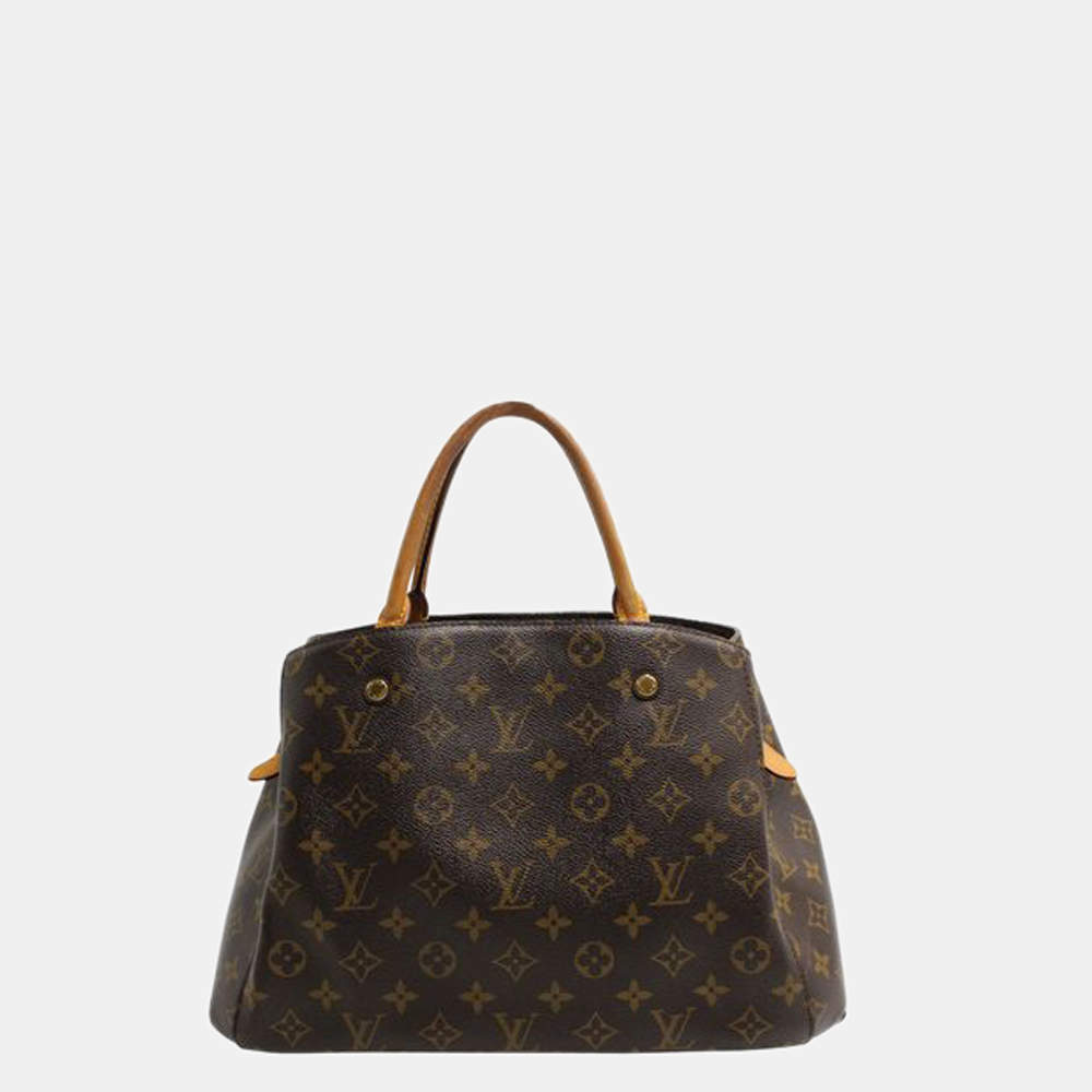 Louis Vuitton Montaigne Top Handle Bag MM Brown Canvas