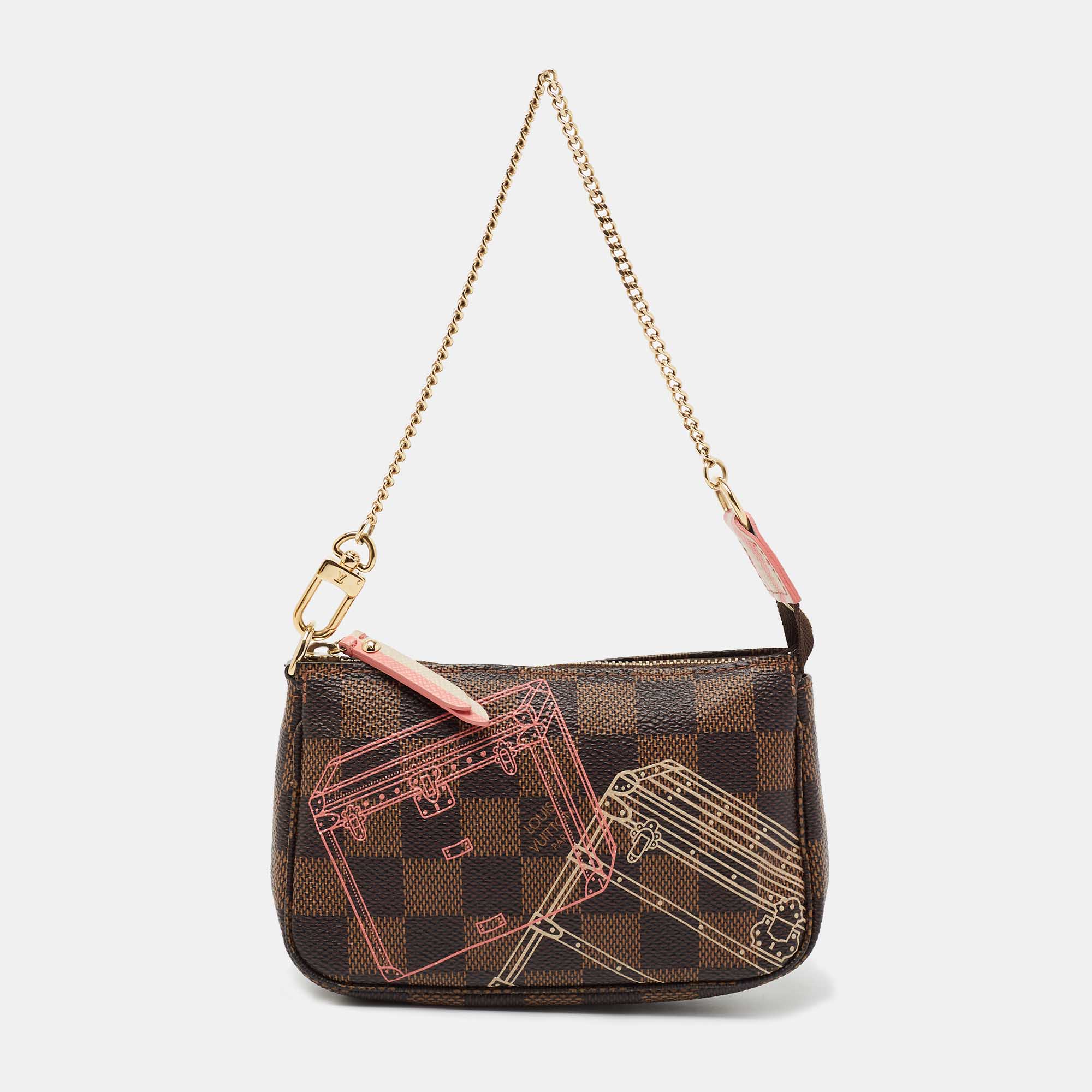 Pre Owned Louis Vuitton Damier Ebene Canvas Christmas Animation Mini Pochette Accessoires 