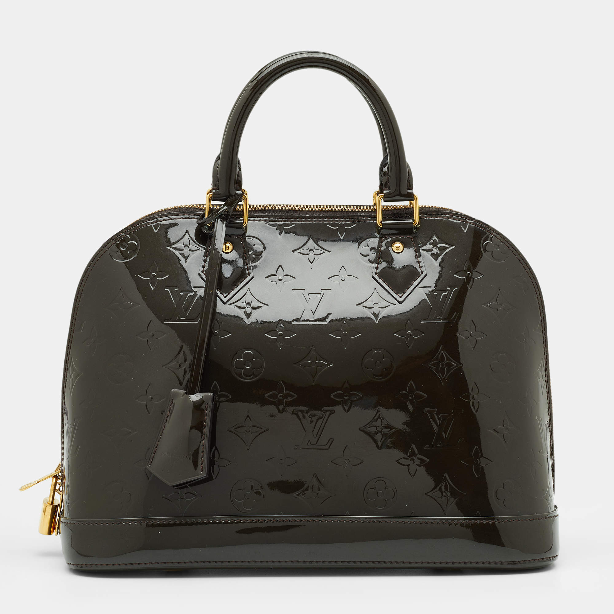 Pre Owned Louis Vuitton Terre D’Ombre Monogram Vernis Alma PM Bag