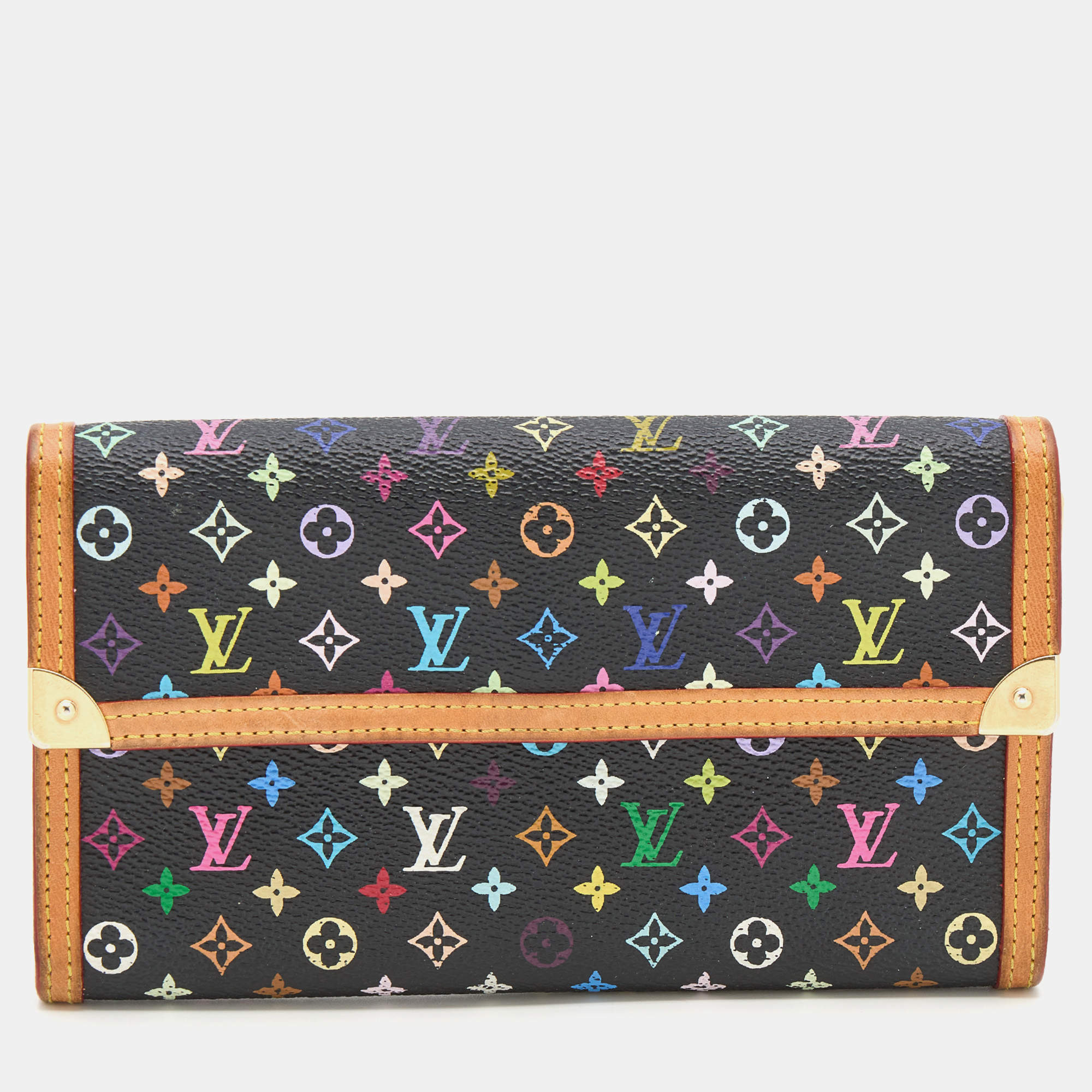 Louis Vuitton Black Multicolor Monogram Canvas Porte Tresor International Wallet