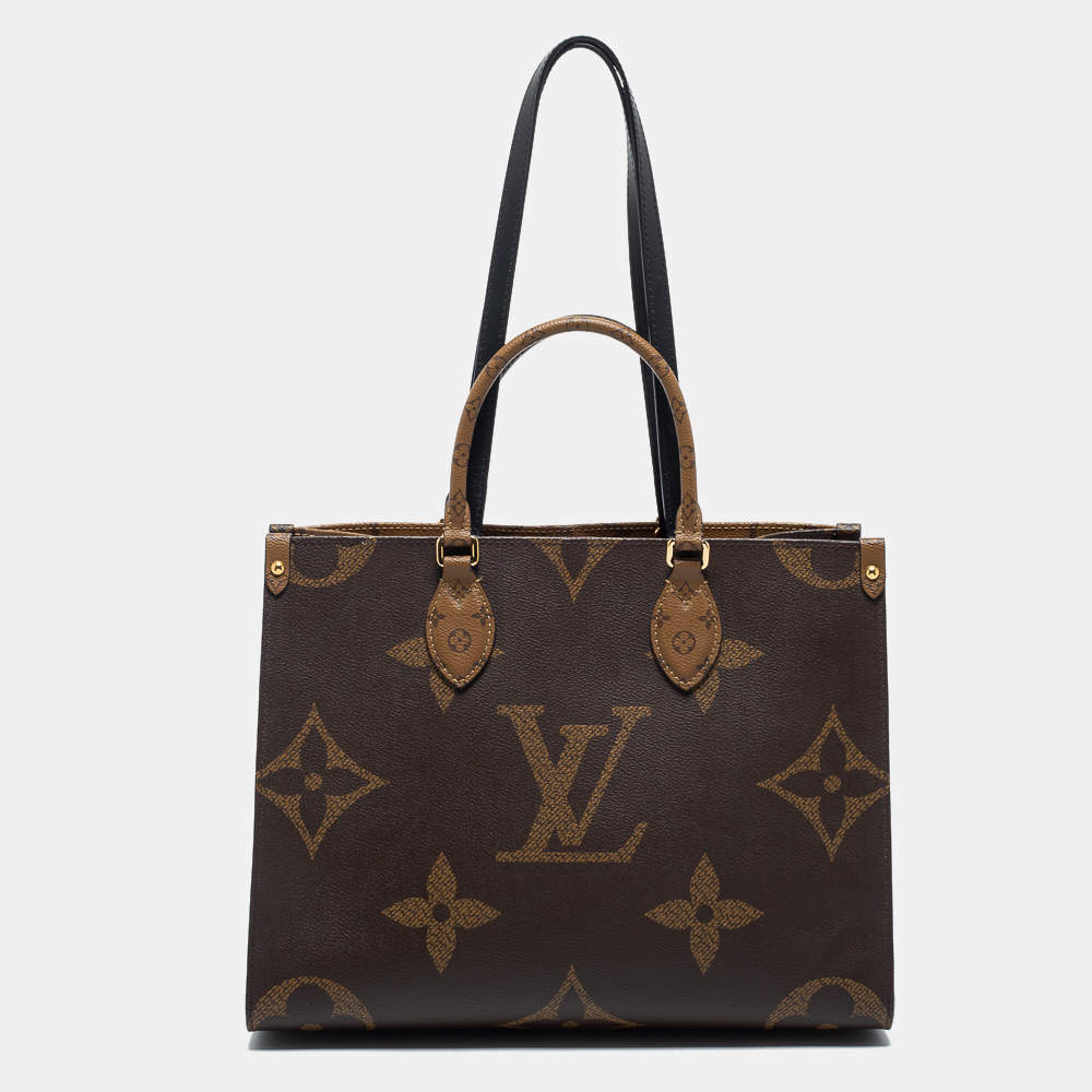 Pre Owned Louis Vuitton Monogram Reverse Canvas On The Go MM Bag