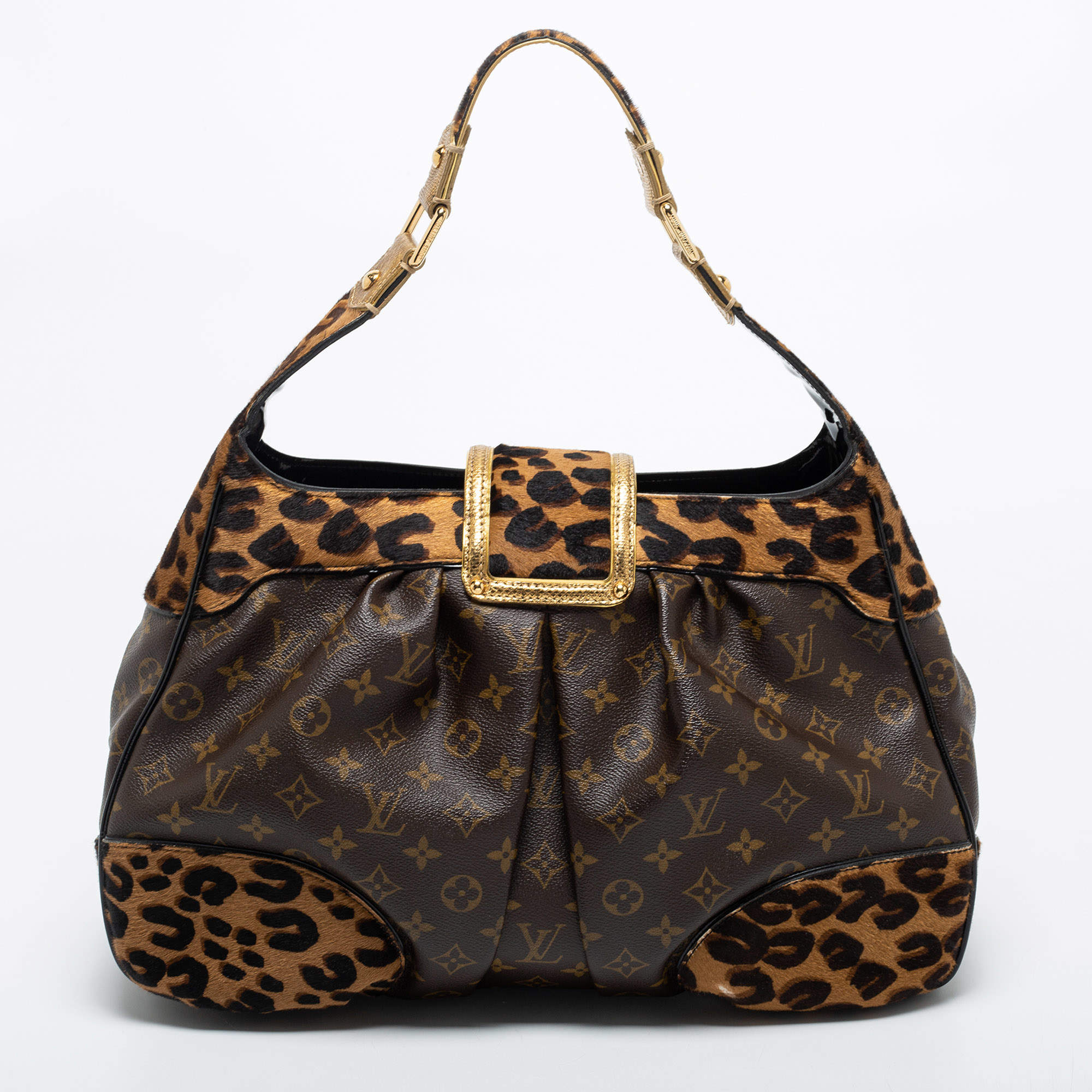 Louis Vuitton Monogram Canvas/Karung and Leopard Print Calfhair Limited  Edition Polly Bag Louis Vuitton