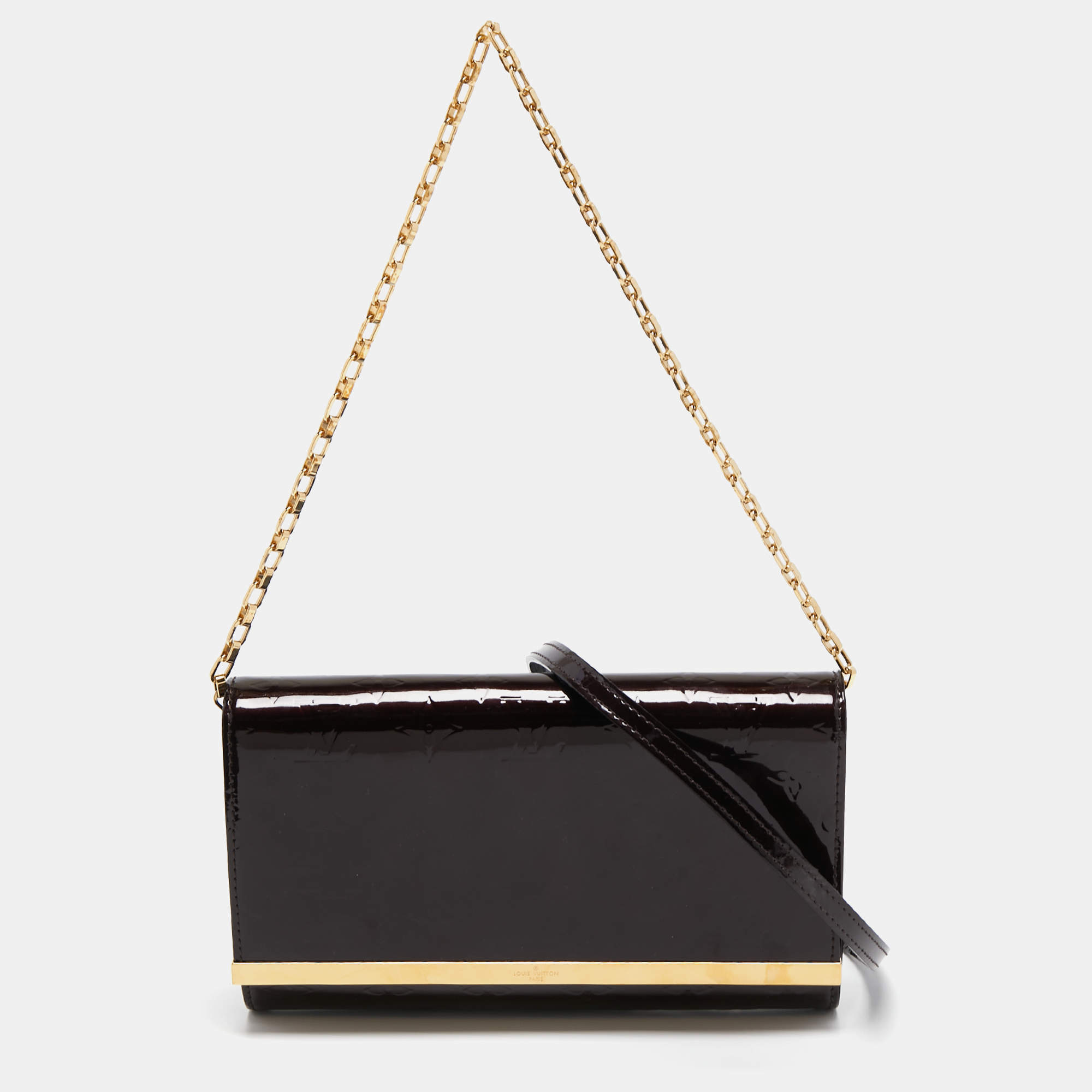 Pre Owned Louis Vuitton Amarante Monogram Vernis Ana Clutch