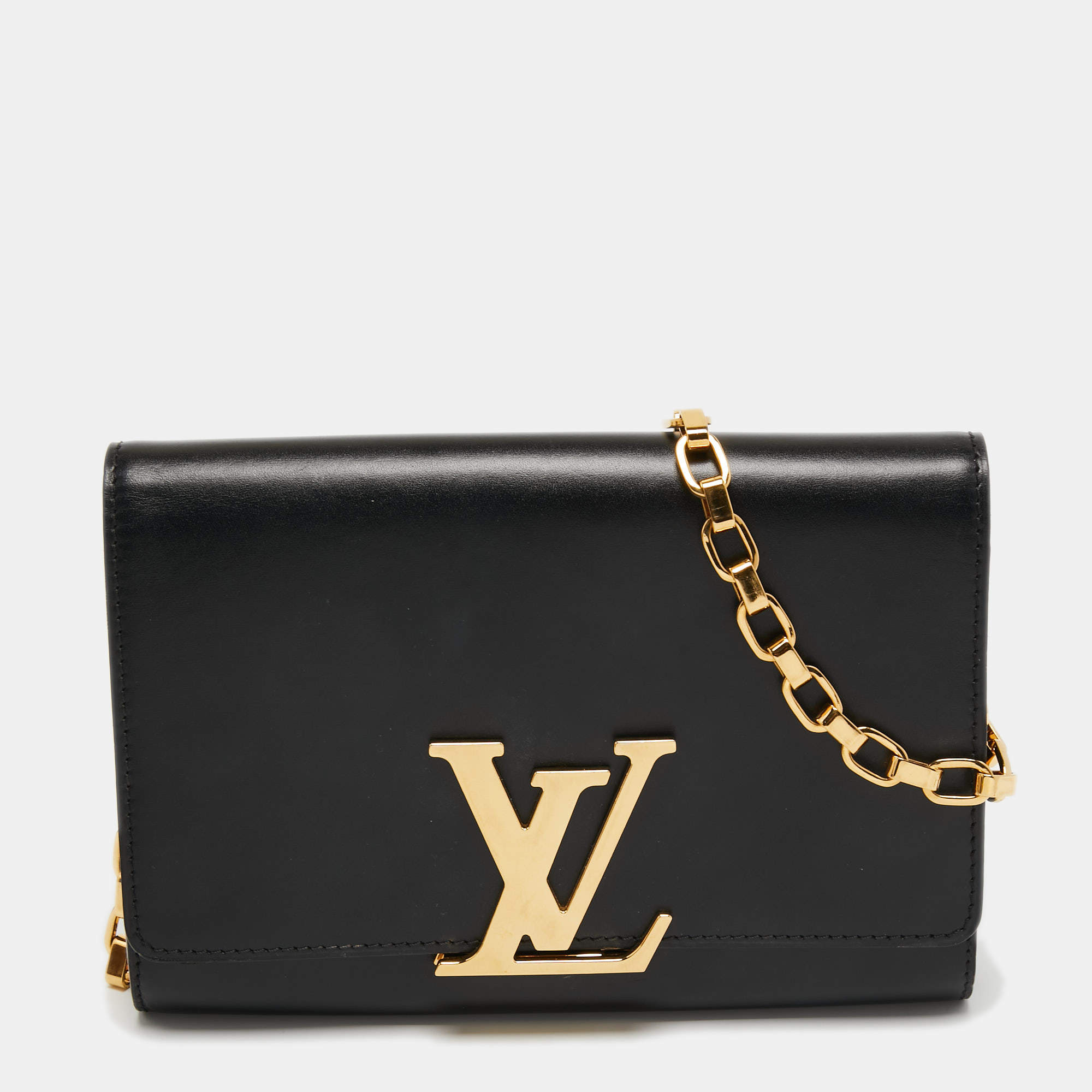Louis Vuitton Black Chain Purse - 44 For Sale on 1stDibs  louis vuitton  black purse gold chain, lv black purse with chain, louis vuitton small black  purse with chain