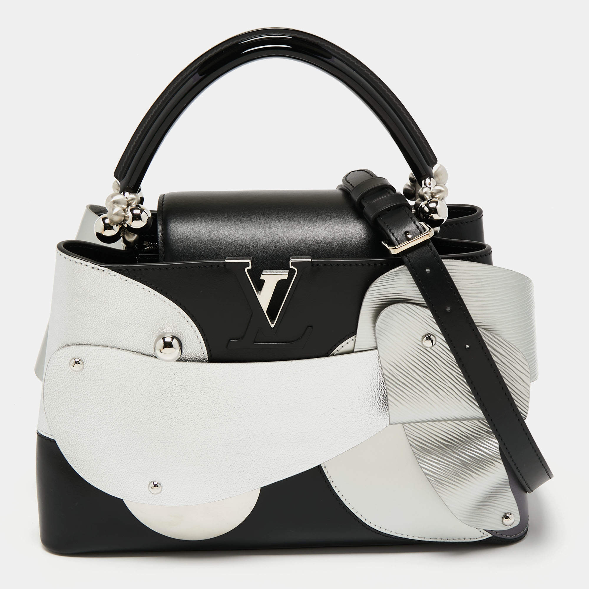 Pre Owned Louis Vuitton Black/Silver Leather Limited Edition 054/200 Liu Wei Artycapucines PM Bag