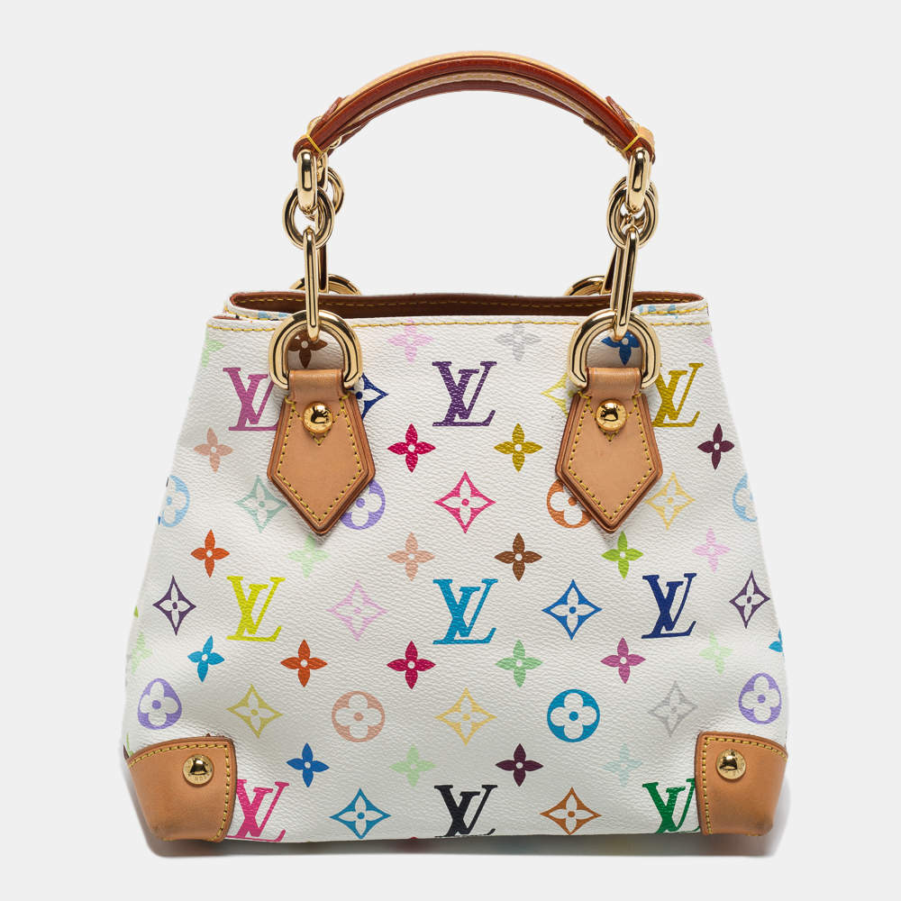 Pre Owned Louis Vuitton White Multicolor Monogram Canvas Audra Bag