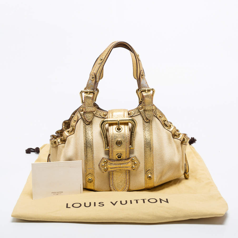 Louis Vuitton Louis Vuitton Theda PM White Antigua Canvas & Gold