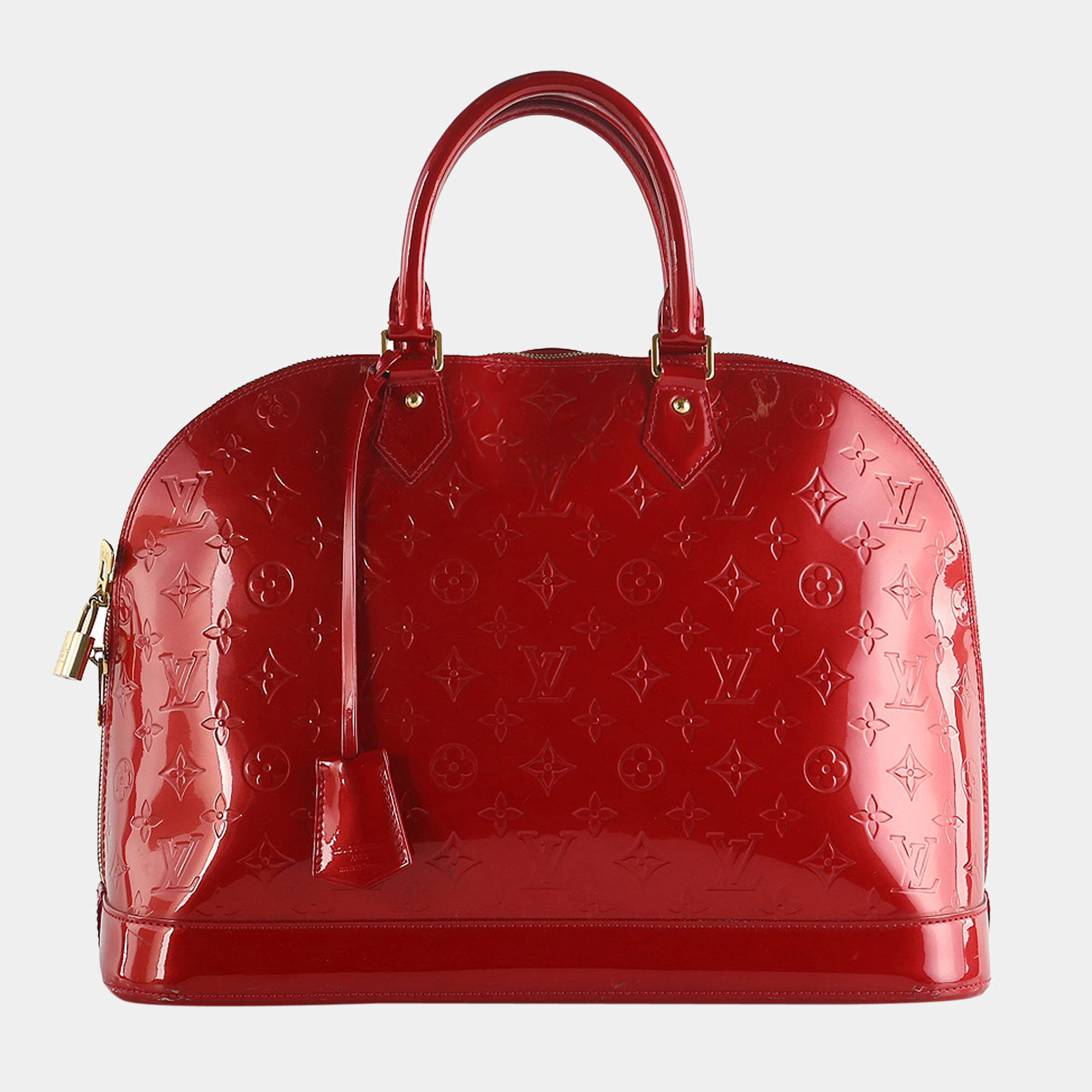Louis Vuitton, Bags, Authentic Louis Vuitton Alma Vernis Gm Pomme Red
