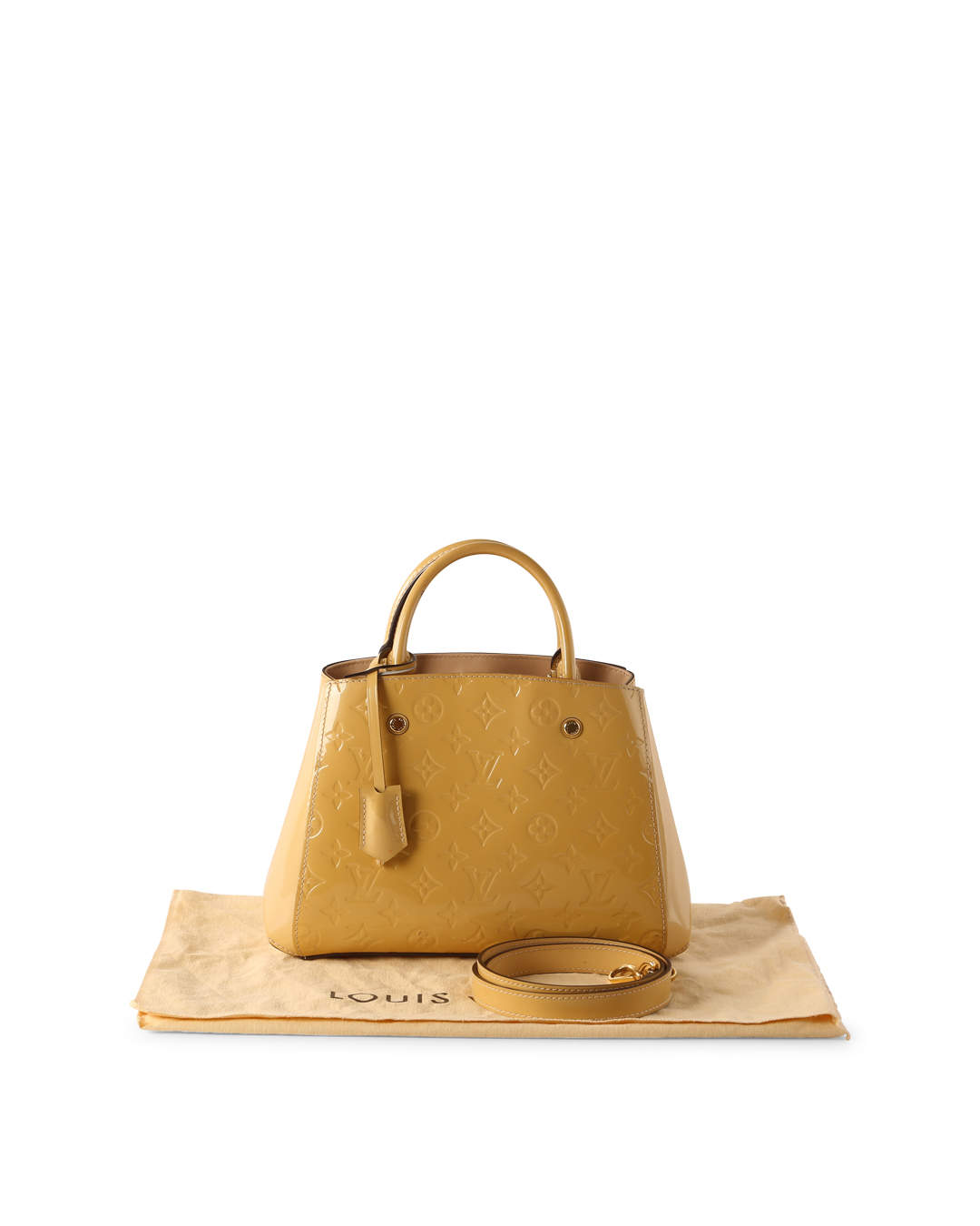 Louis Vuitton Beige Montaigne BB Dune Monogram Vernis Leather Shoulder Bag