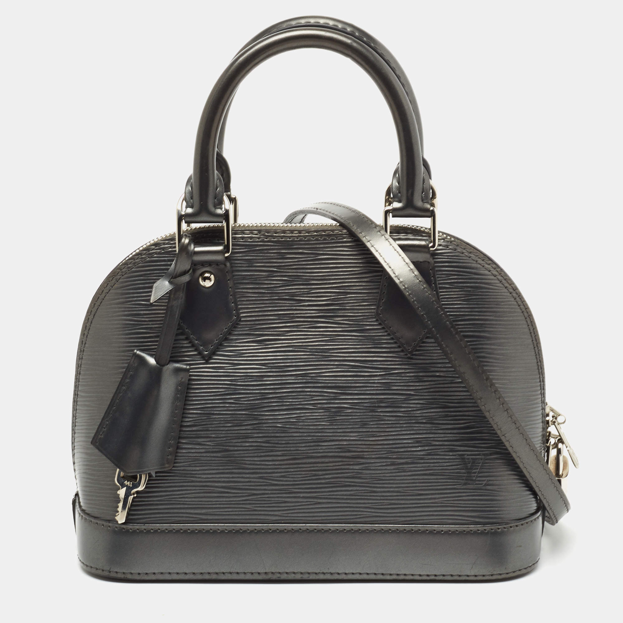Pre Owned Louis Vuitton Anthracite Nacre Epi Leather Alma BB Bag
