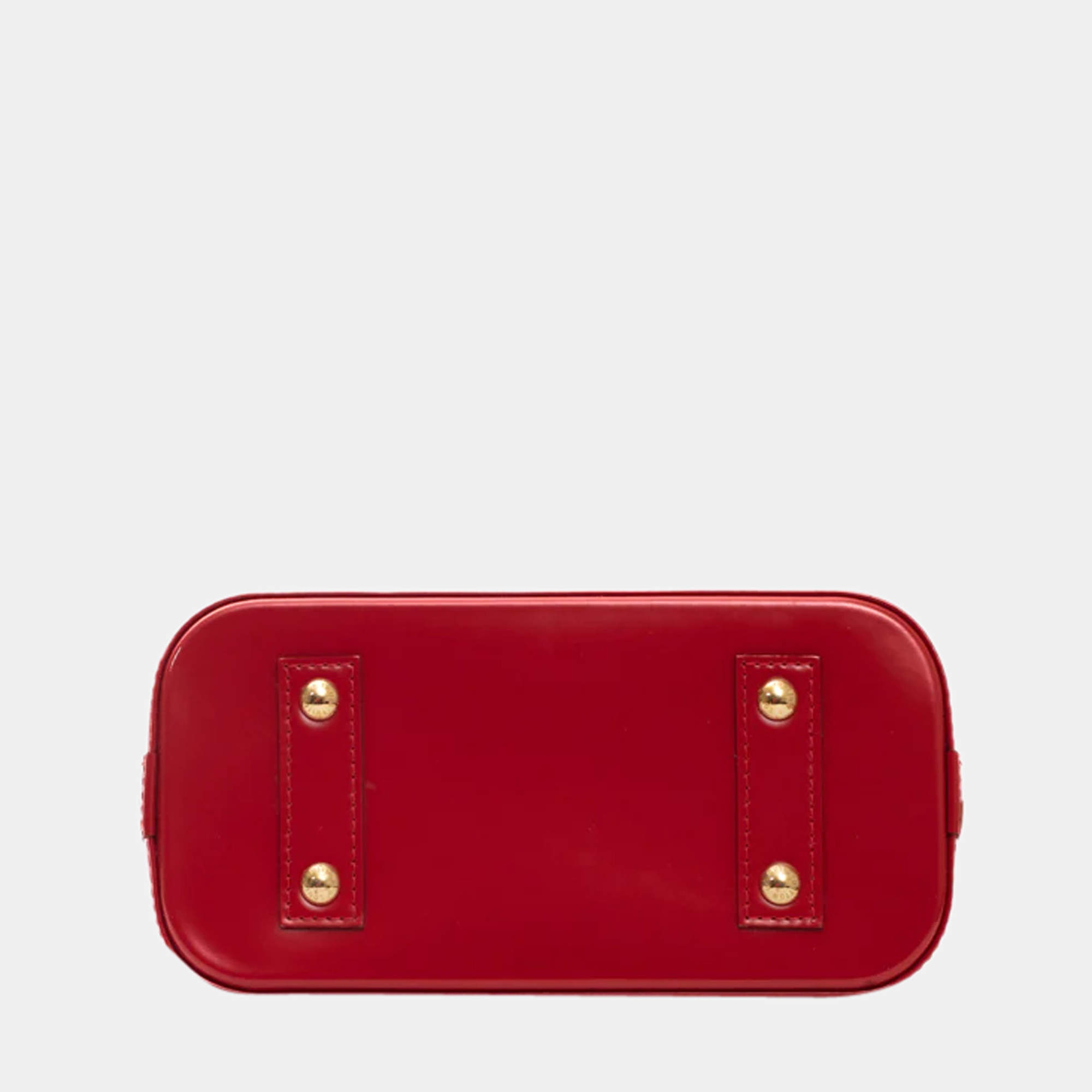 Louis Vuitton LOUIS VUITTON Handbag Diagonal Shoulder Bag Monogram Verni  Alma BB Patent Leather Red Gold Women's