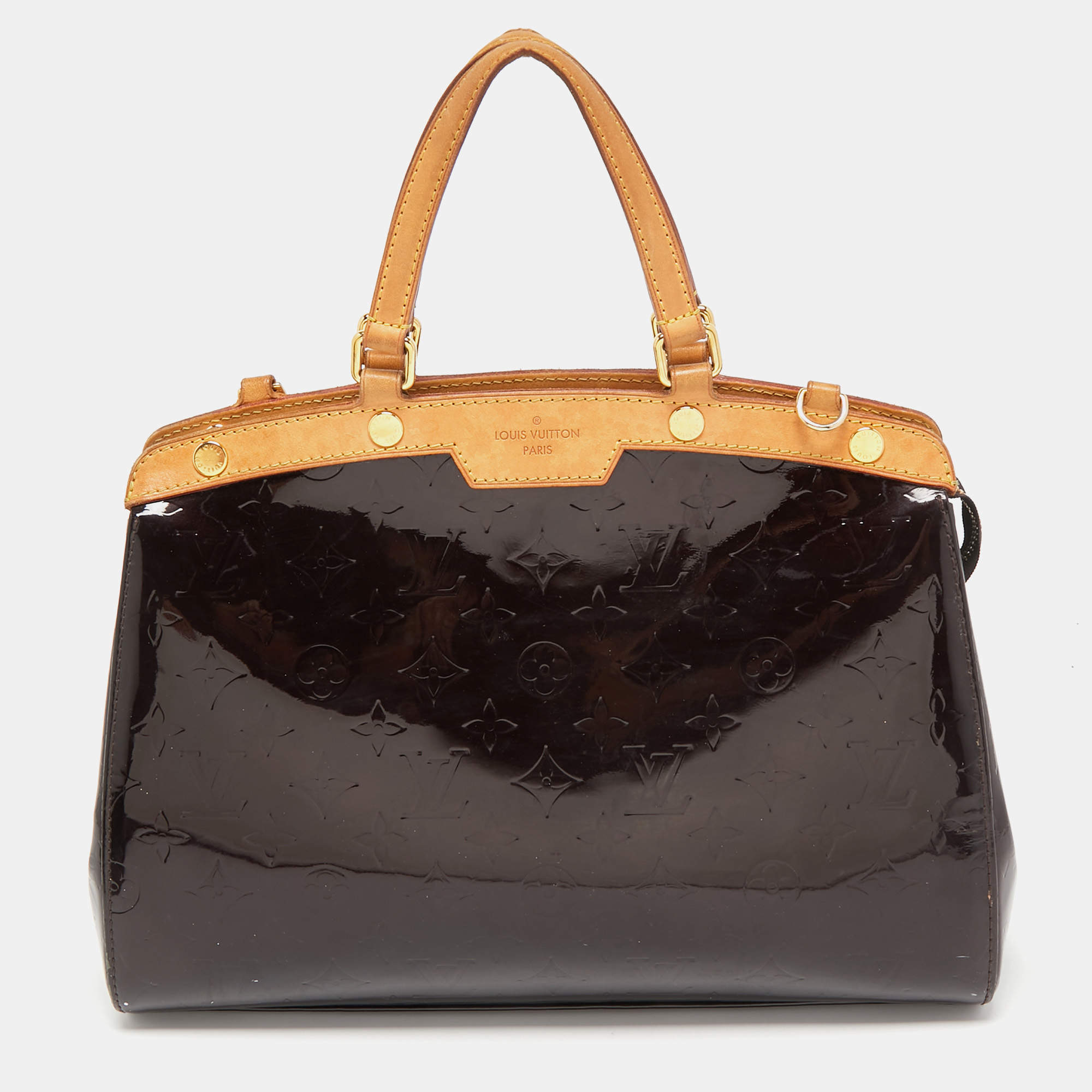 Pre Owned Louis Vuitton Amarante Monogram Vernis Brea MM Bag