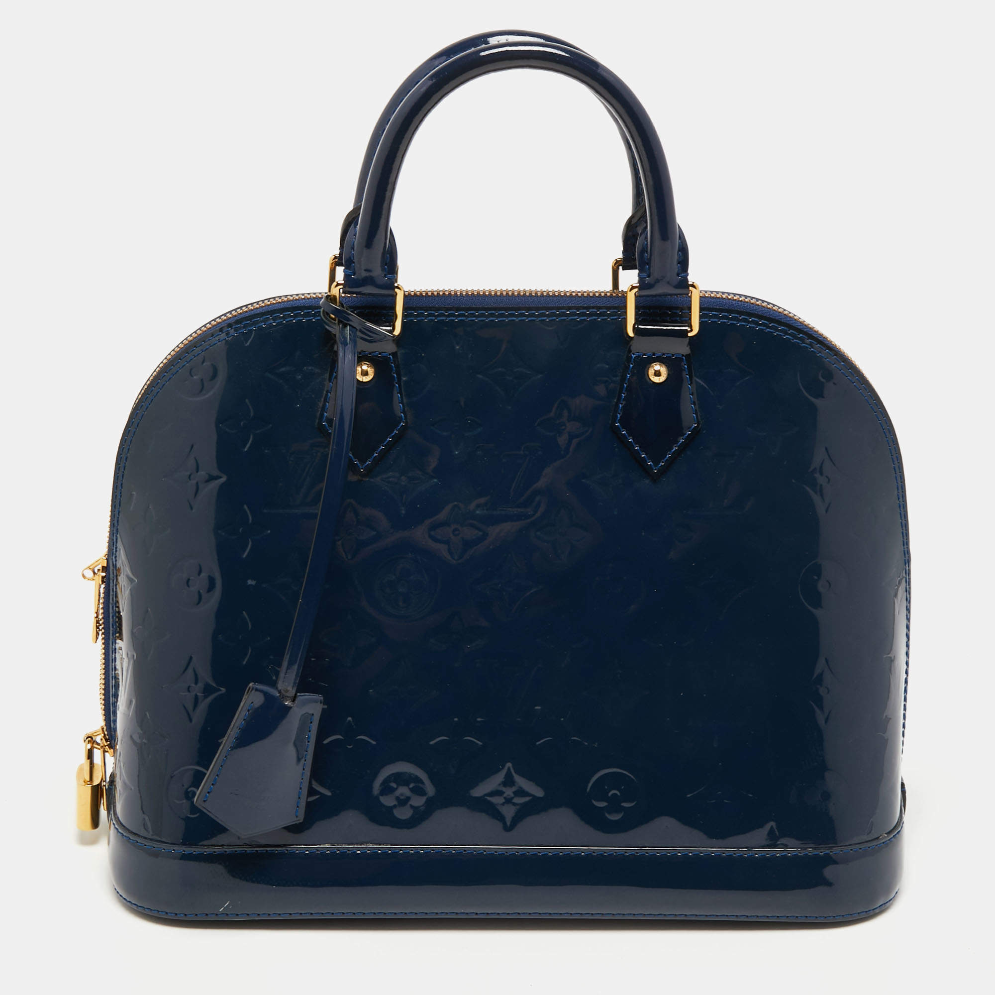 Pre Owned Louis Vuitton Grand Blue Monogram Vernis Alma PM Bag