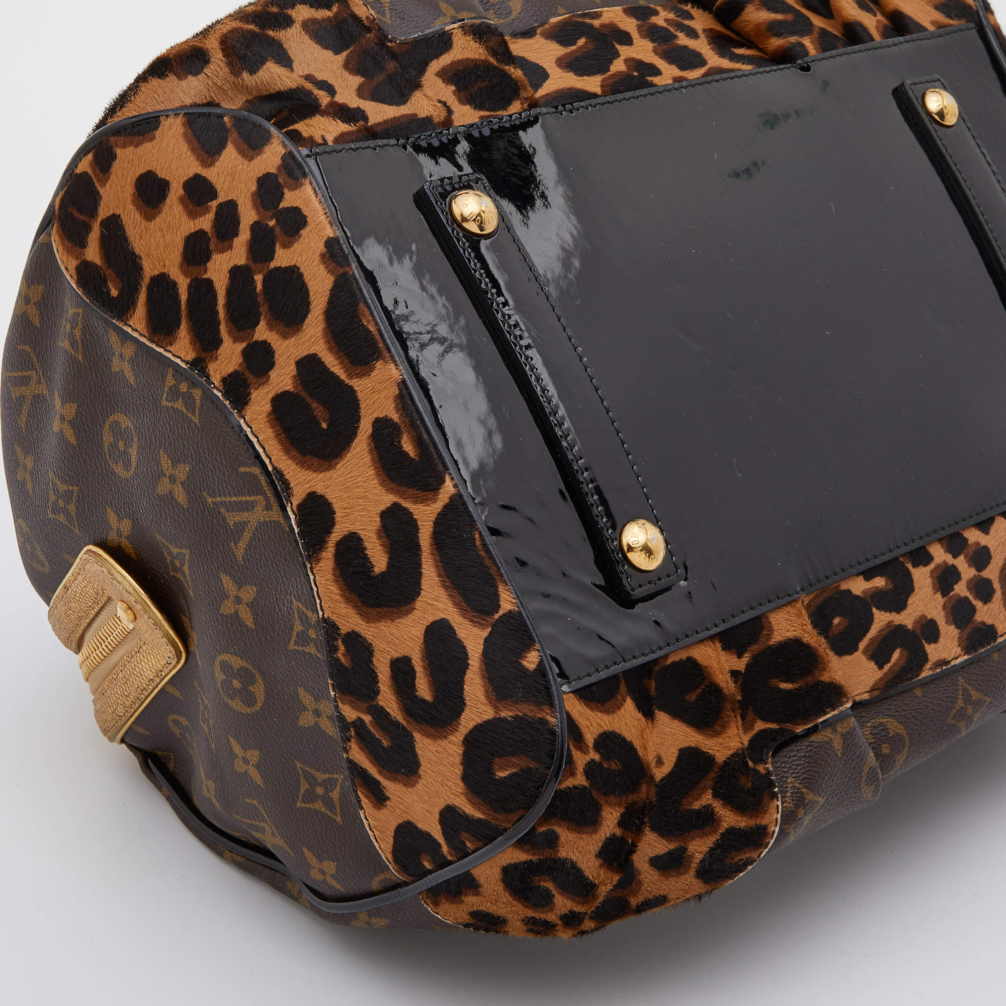 LOUIS VUITTON Monogram Leopard Pleated Steamer Bag 1208967