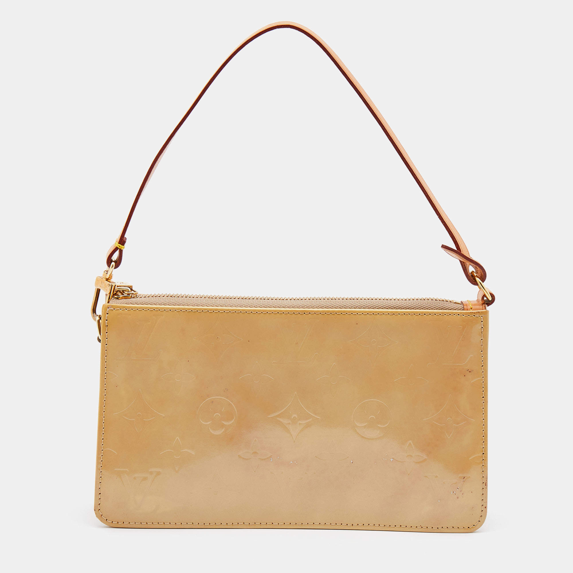 Pre Owned Louis Vuitton Beige Monogram Vernis Lexington Pochette Bag