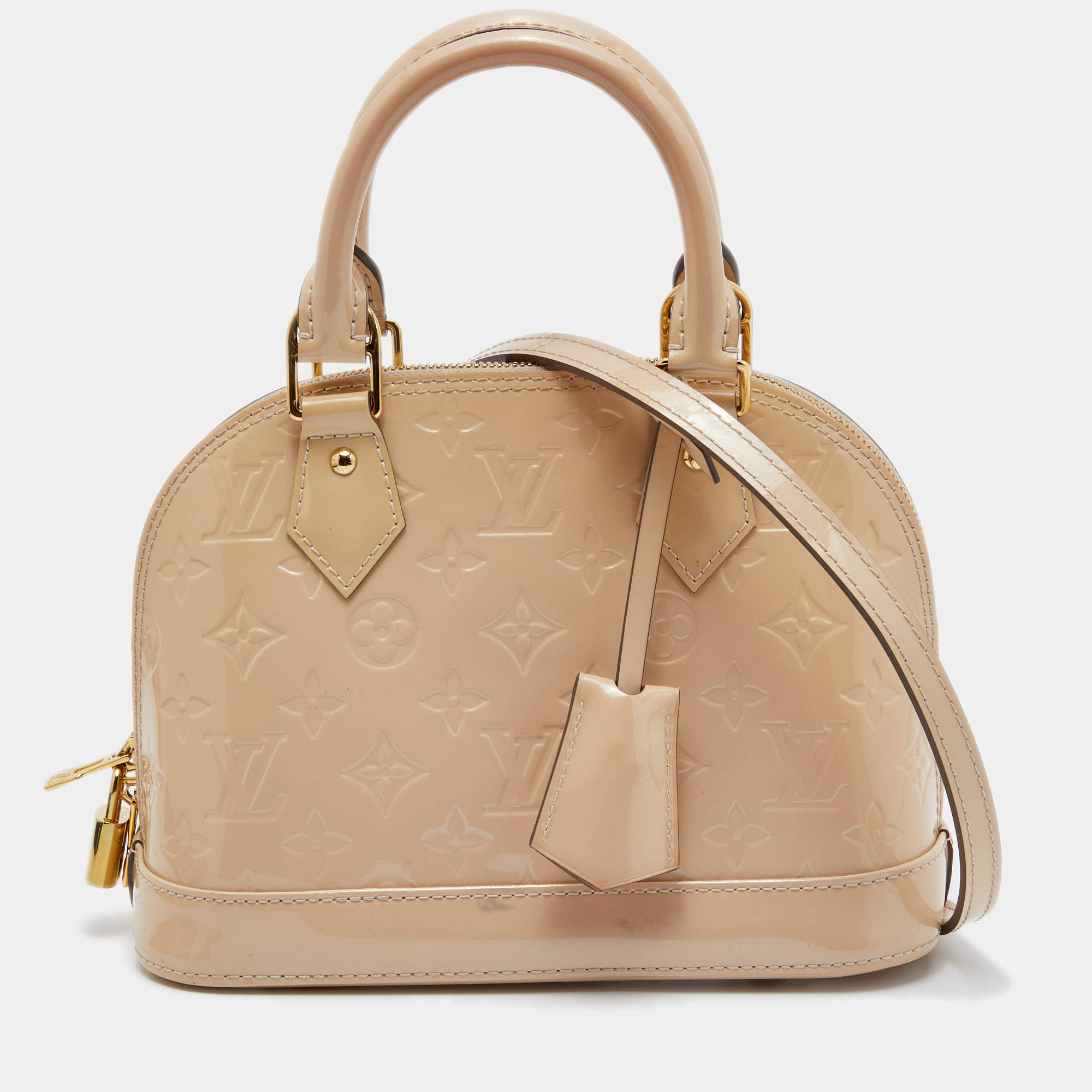 Pre Owned Louis Vuitton Rose Florentin Monogram Vernis Alma BB Bag
