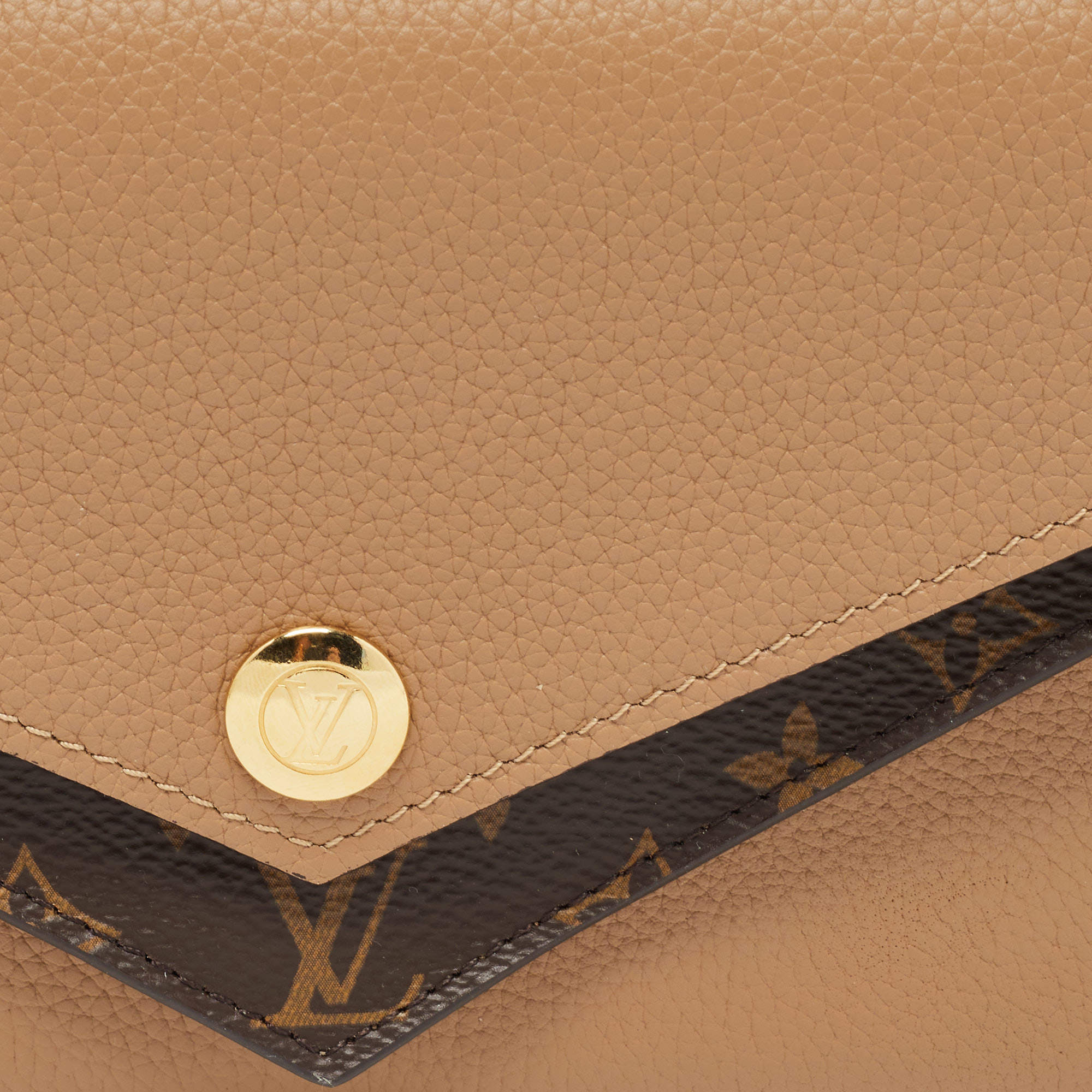 Louis Vuitton Beige Leather and Monogram Canvas Double V Compact Wallet