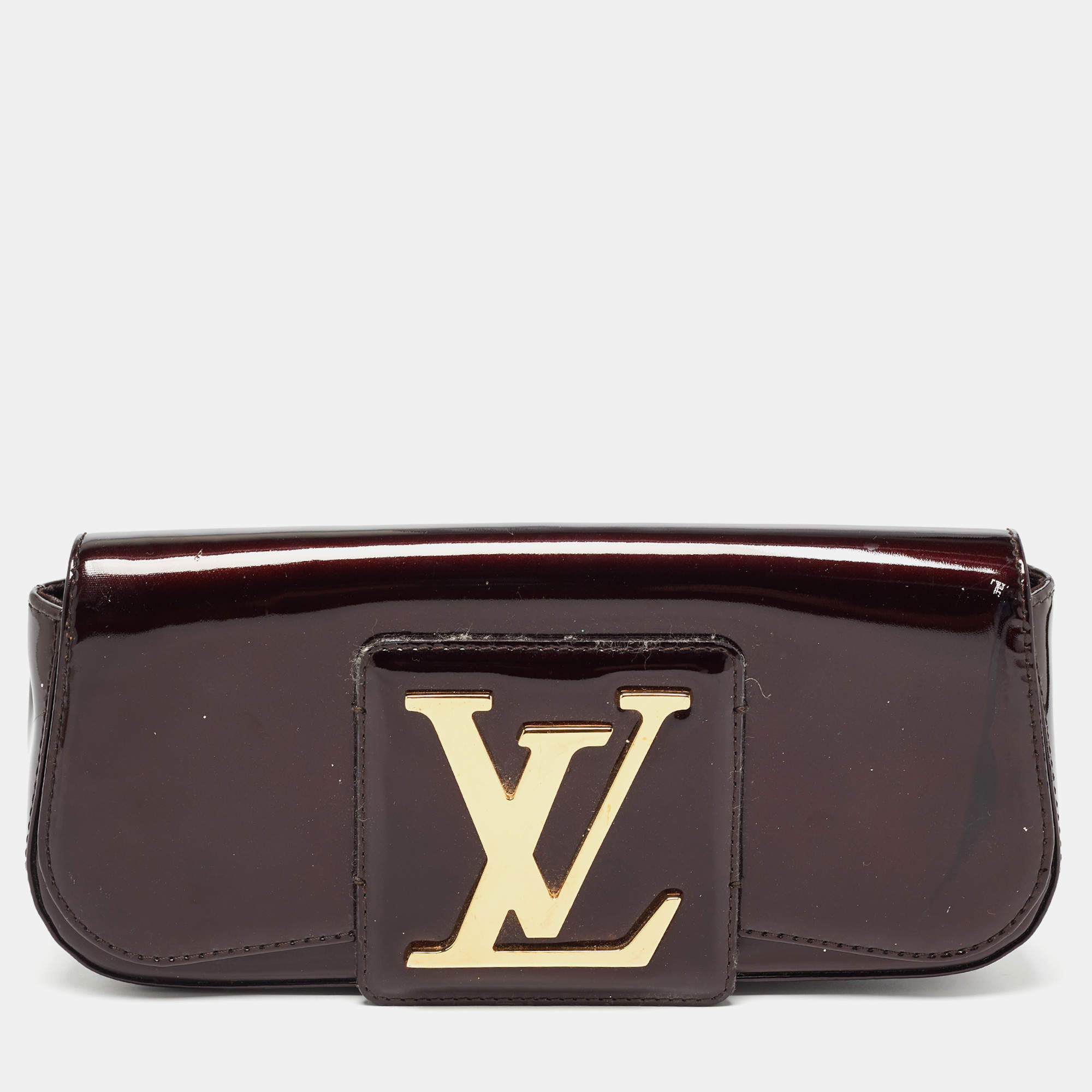 Louis Vuitton, Bags, Louis Vuitton Vintage Sobe Clutch Handbag Logo  Patent Leather Burgundy 1897