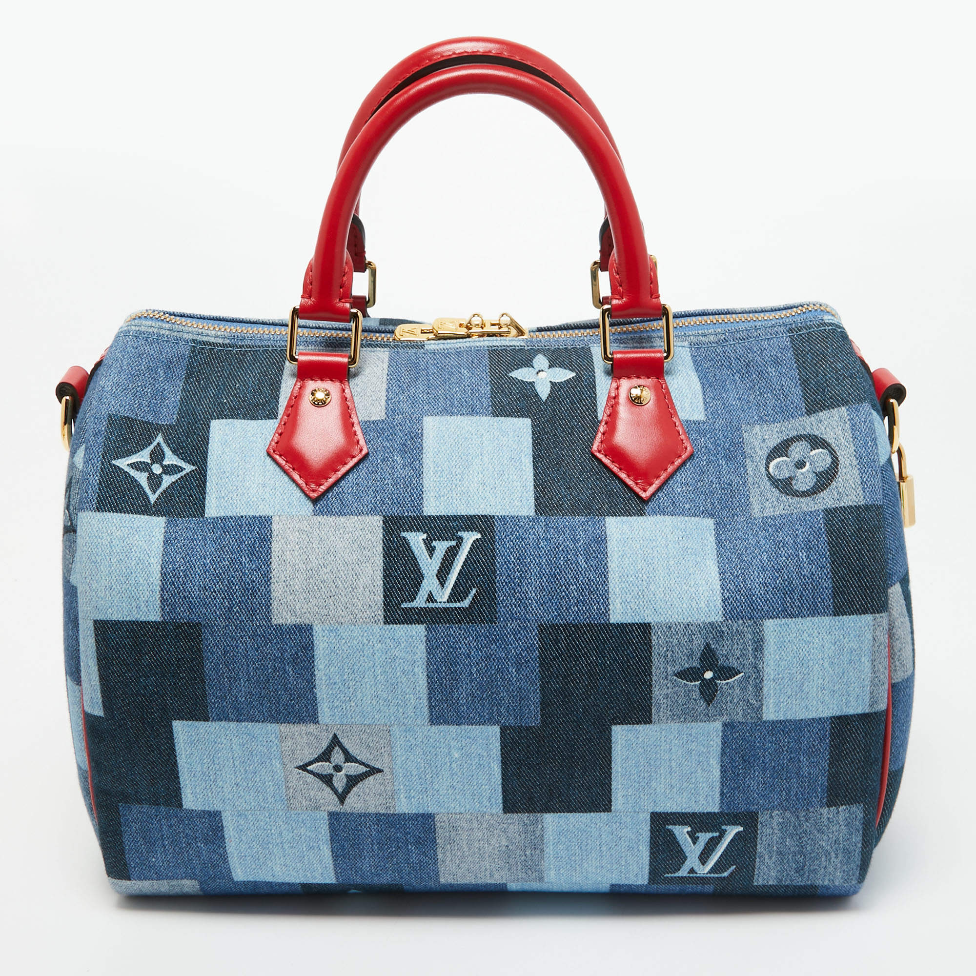 Louis Vuitton Monogram Denim Patchwork Speedy 30 - Blue Handle Bags,  Handbags - LOU604666