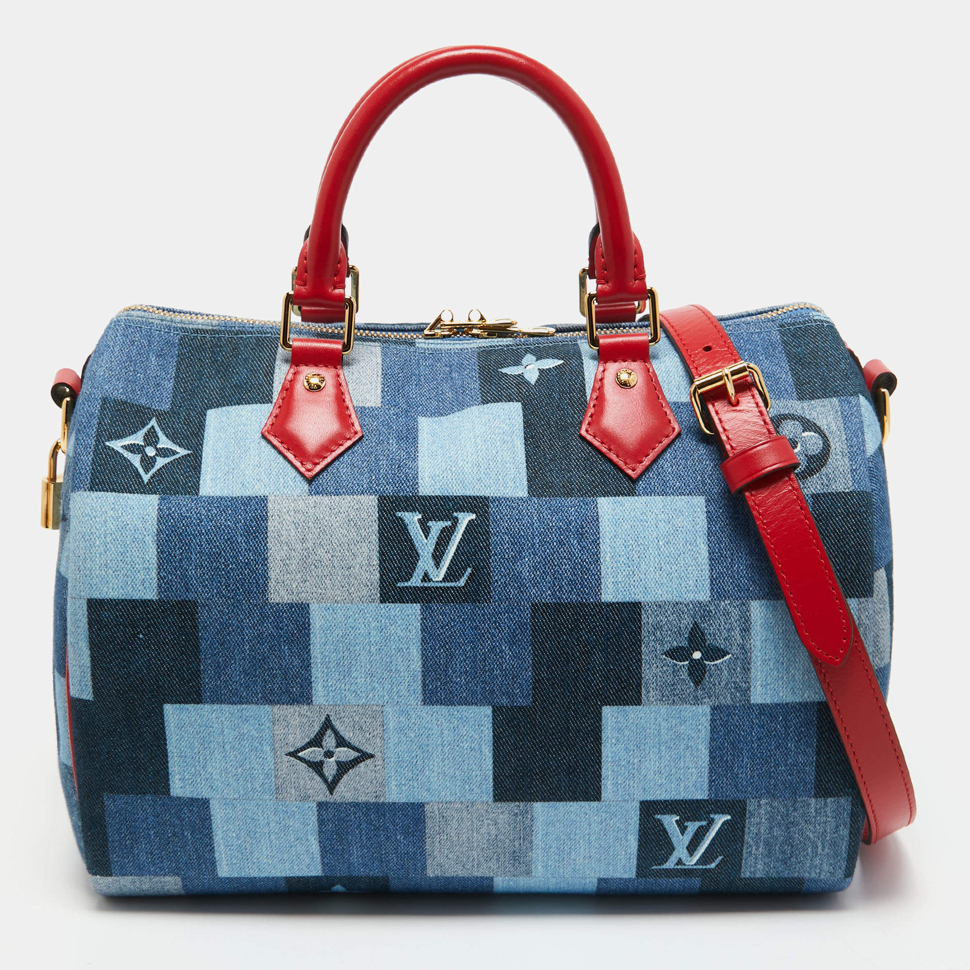 Louis Vuitton City Pouch Denim Monogram Check Blue/Red in Denim Canvas/Calf  Leather with Gold-tone - US