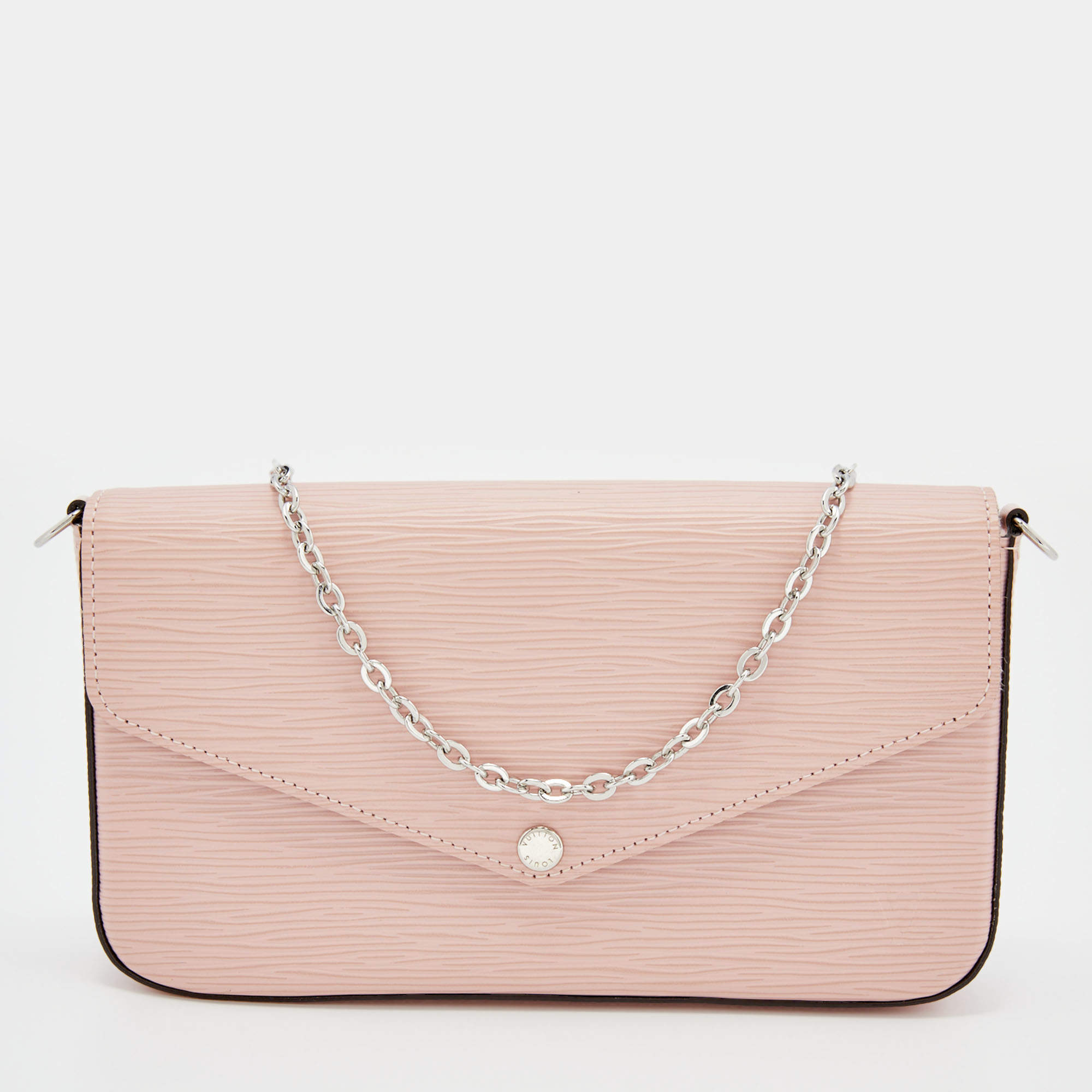 Louis Vuitton Pochette Felicie Chain Wallet Rose Ballerine White