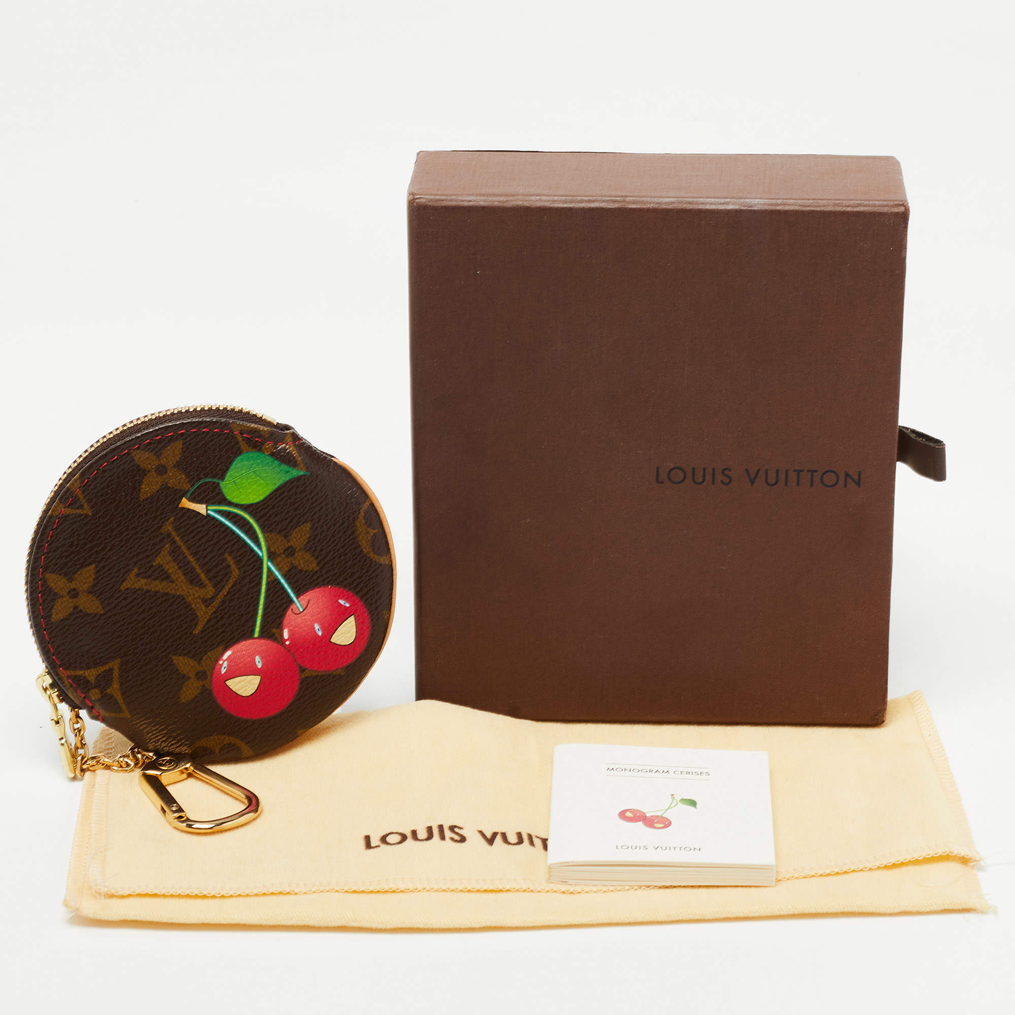 Louis Vuitton Monogram Cherry Round Coin Purse M95043 Brown Cloth