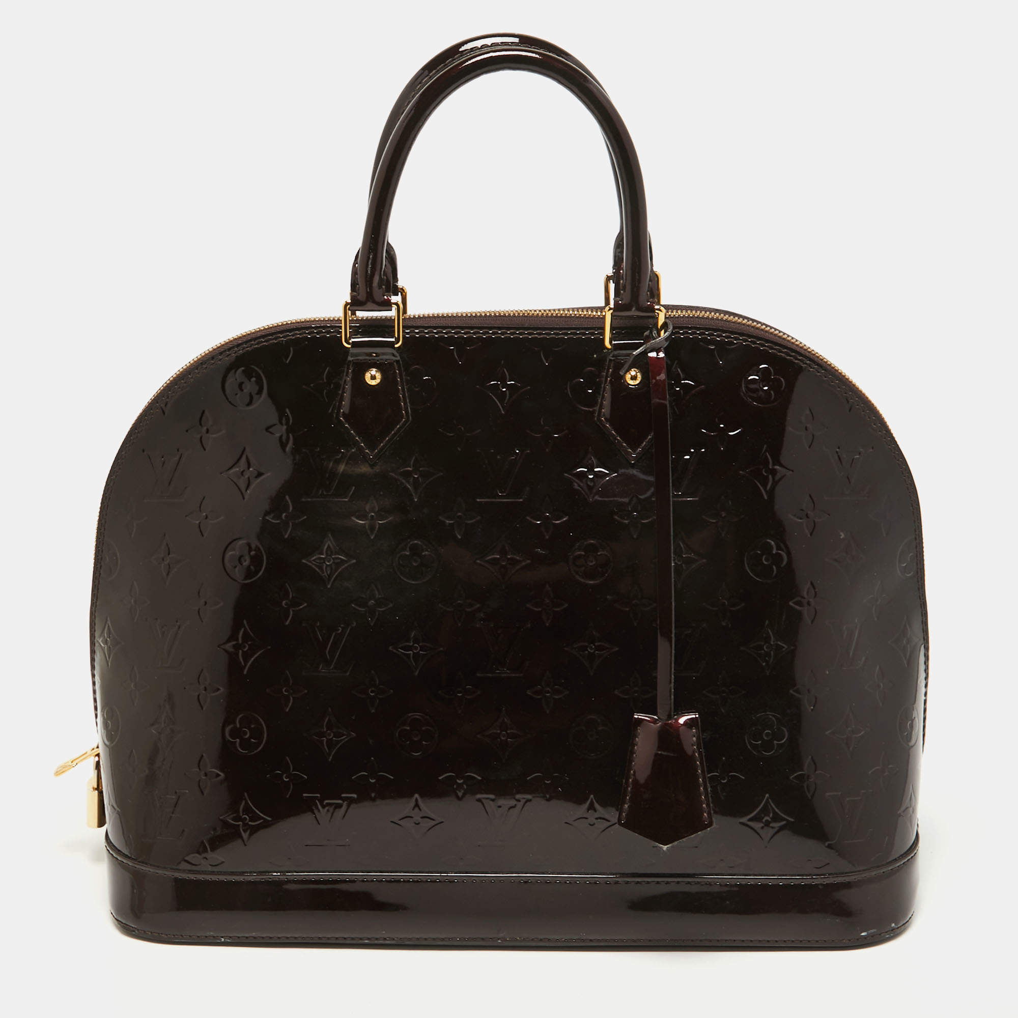 Pre Owned Louis Vuitton Amarante Monogram Vernis Alma GM Bag