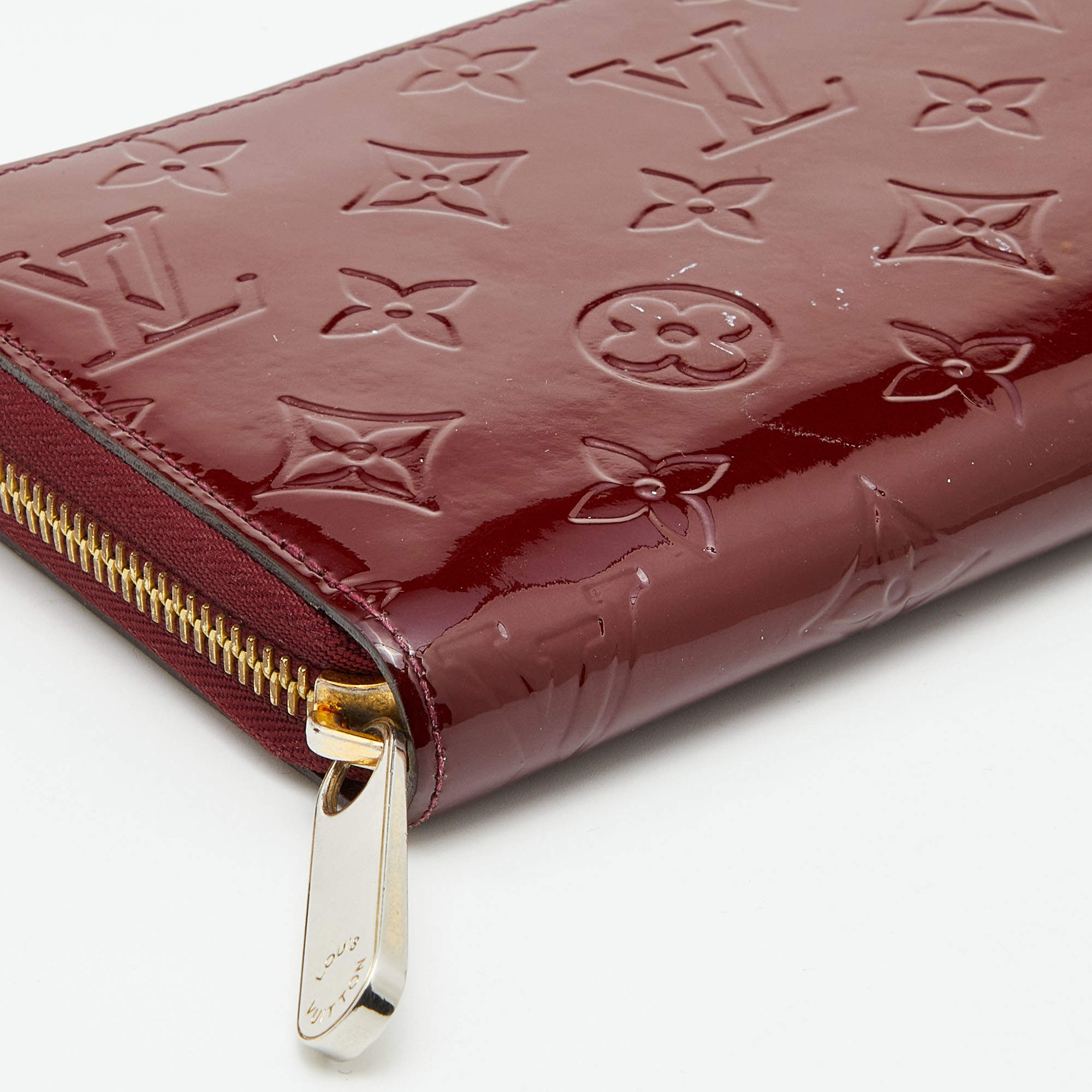 LOUIS VUITTON M90492 MonogramVernis Zippy wallet Dog motif Long Wallet pink