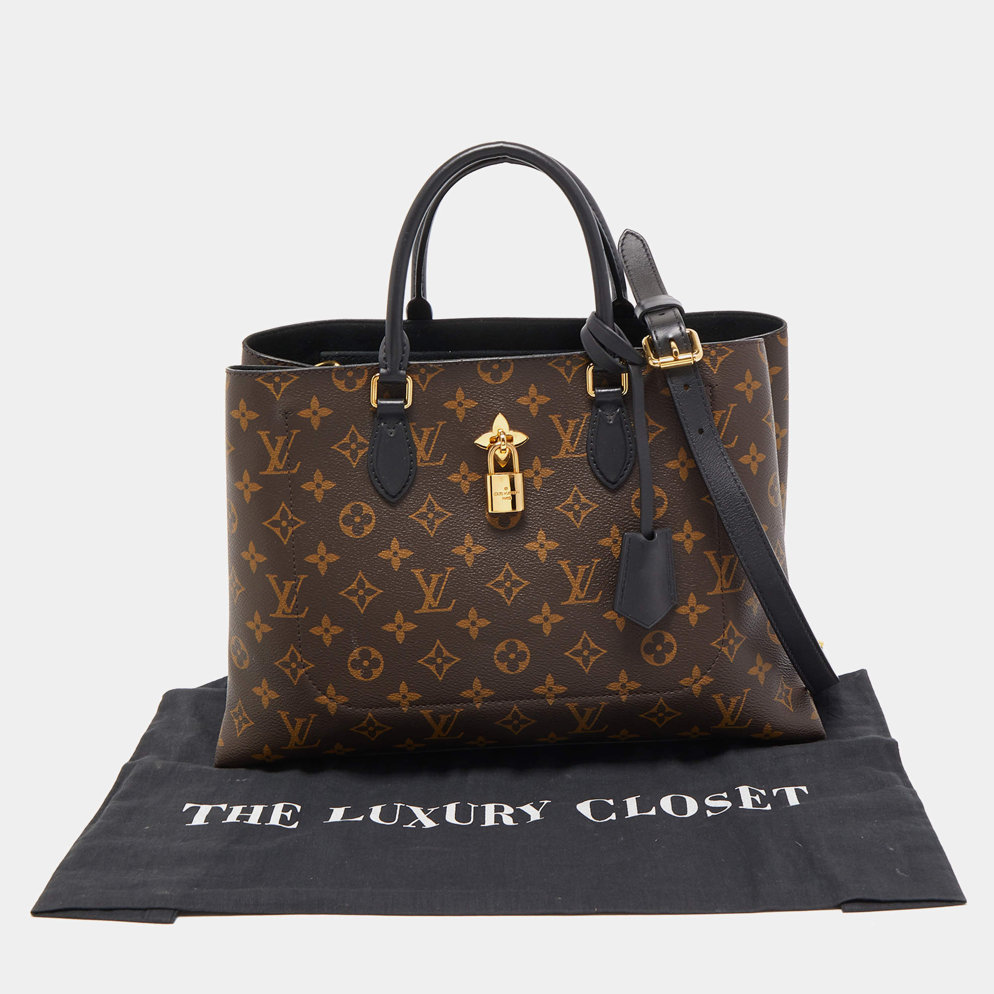 Louis Vuitton, Bags, Gorgeous Authentic Lv Flower Tote Black Monogram  Satchel Bag