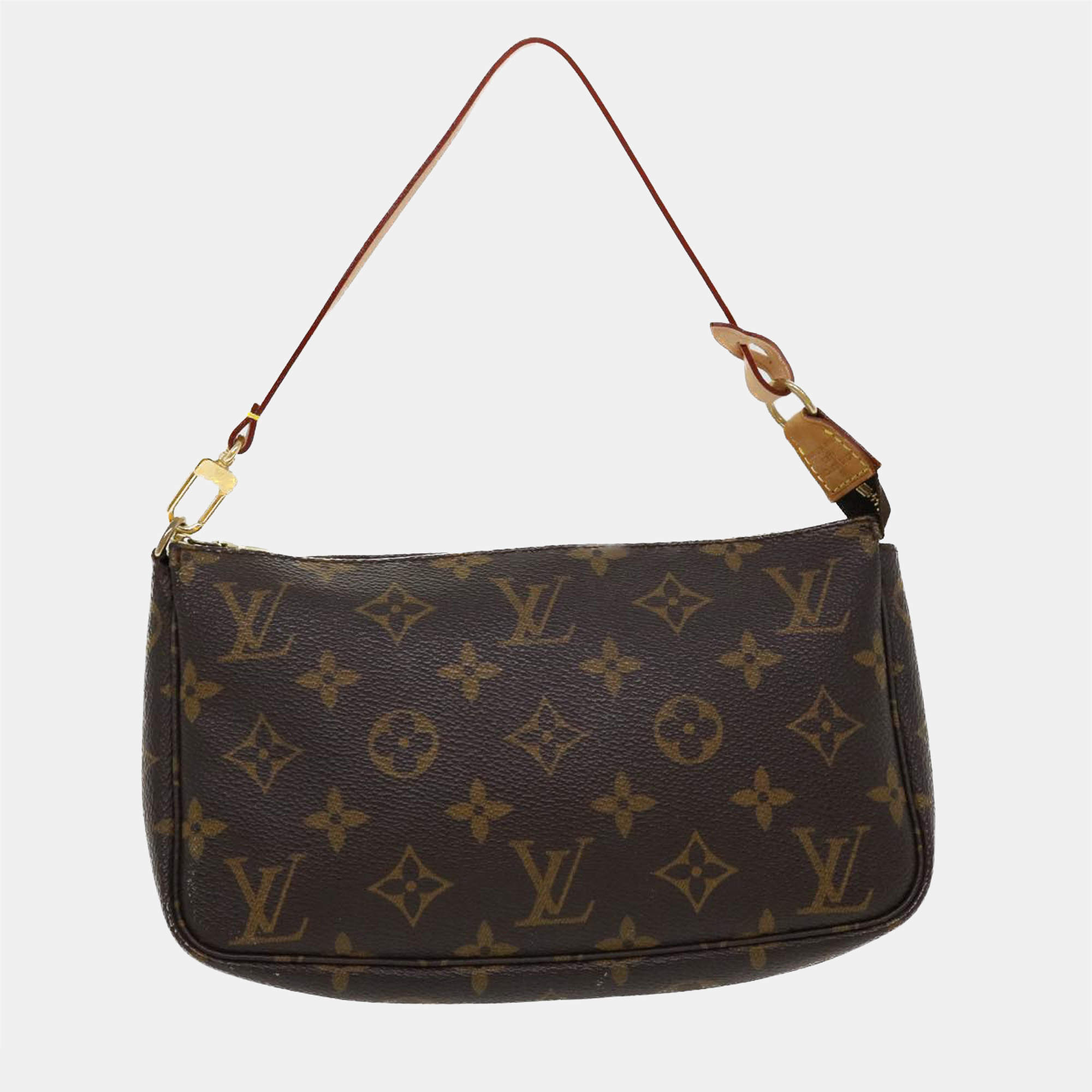 Louis Vuitton Brown Canvas Monogram Pochette Accessoires Long Strap bag  Louis Vuitton