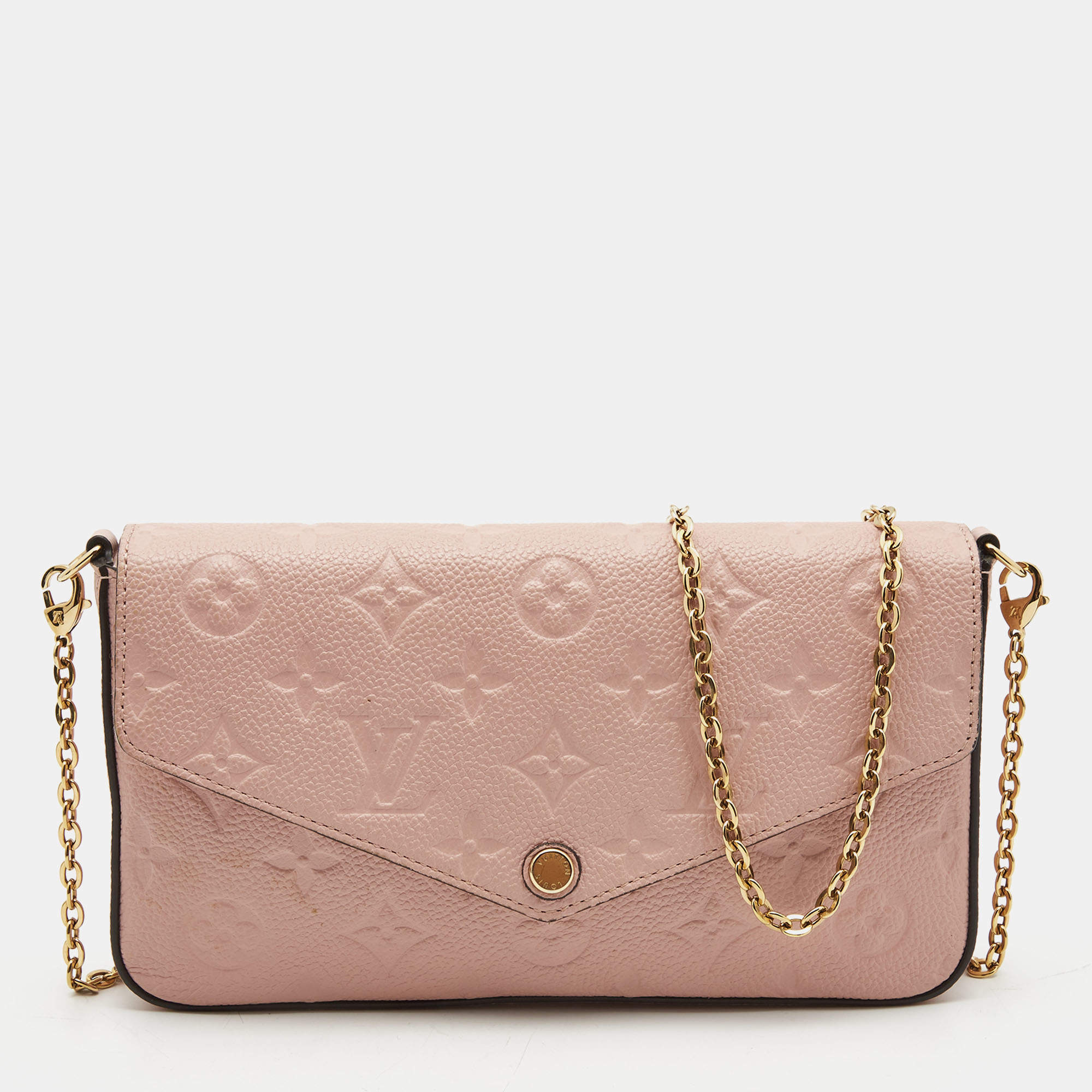 Louis Vuitton Rose Poudre Monogram Empreinte Leather Pochette Felicie Bag