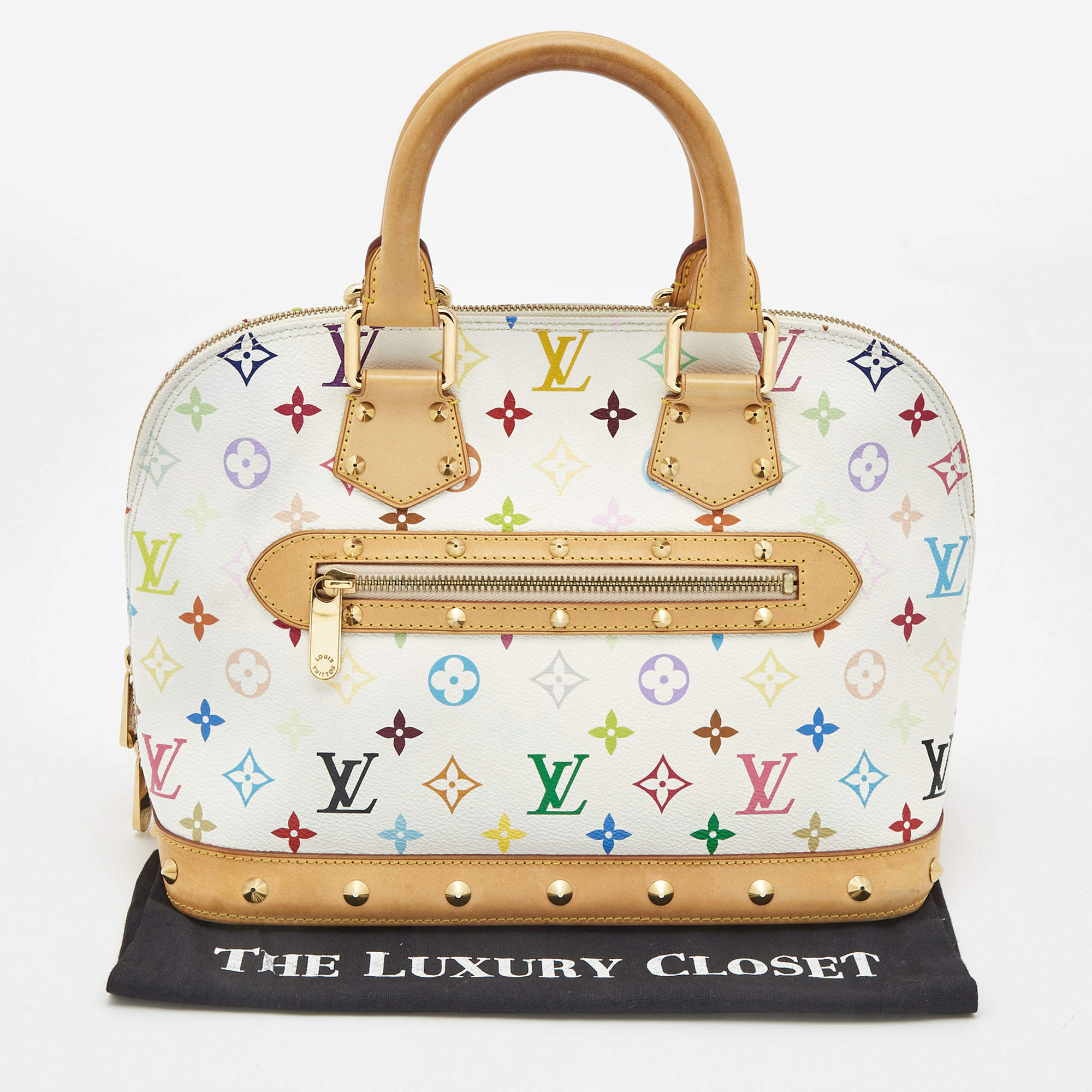 LOUIS VUITTON Alma GM Handbag Multi-Color White - RARE Iconic Timeless LV  Purse