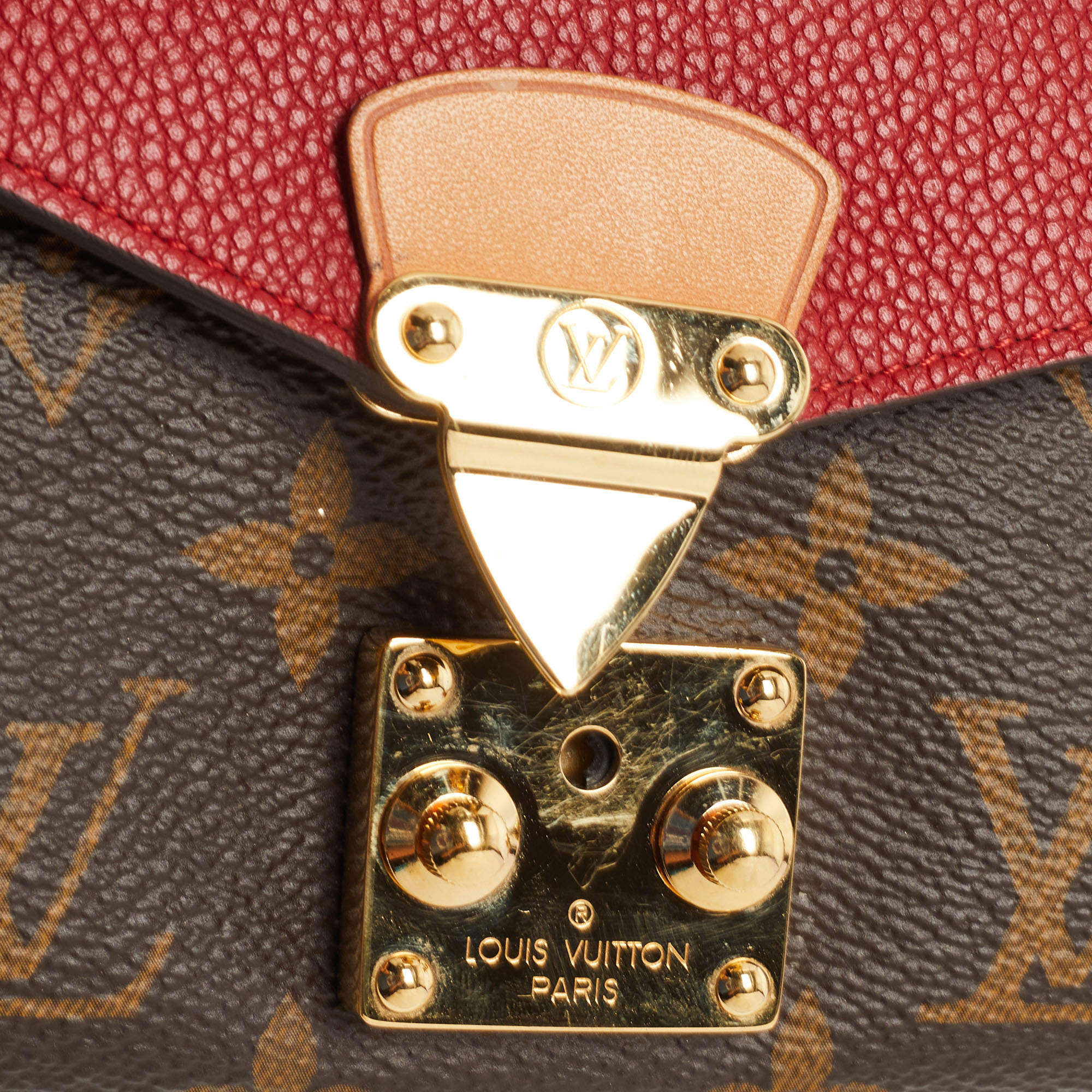 Auth LOUIS VUITTON Monogram Pallas Compact Wallet Cerise (Cherry)  Leather/Canvas