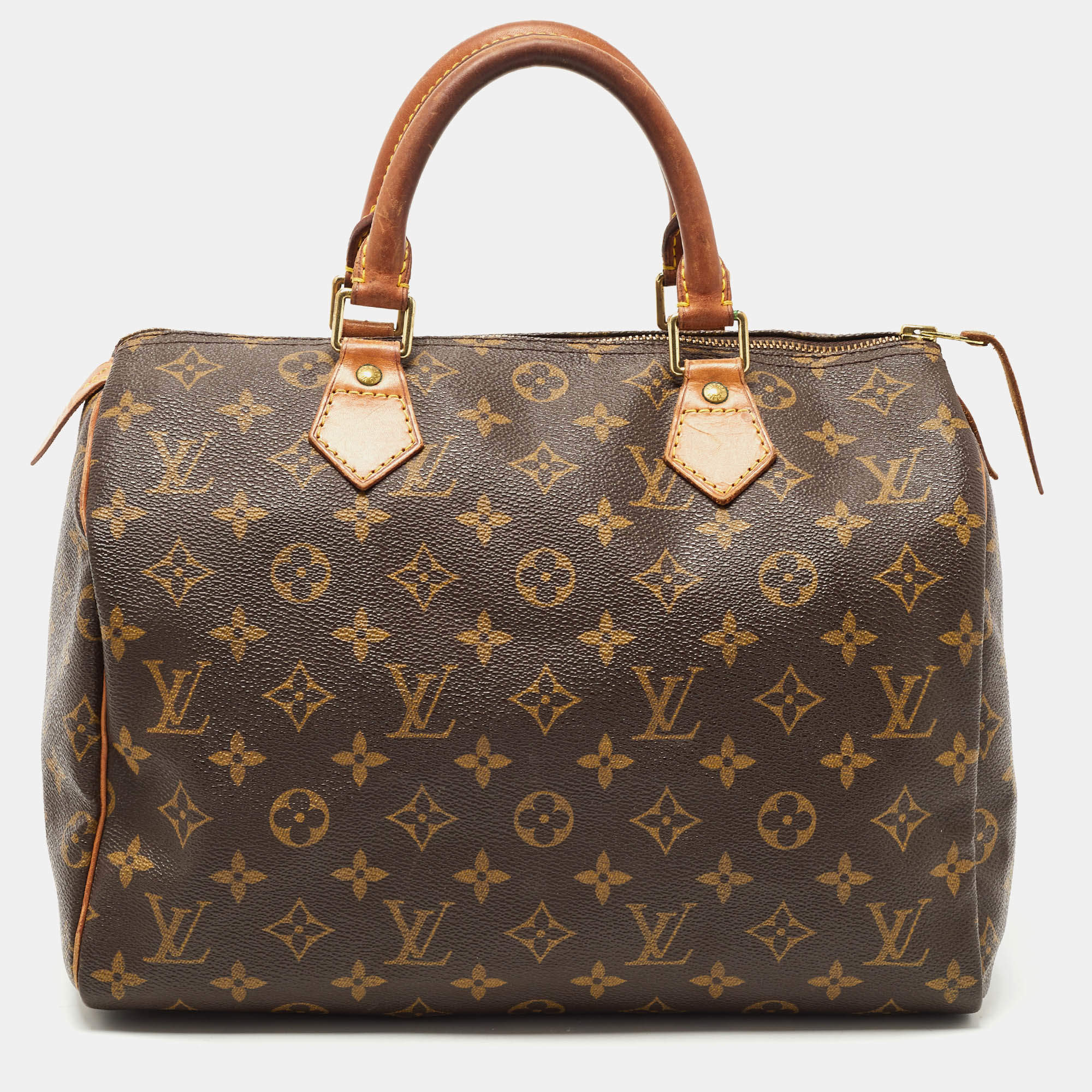 Pre Owned Louis Vuitton Brown Monogram Canvas Speedy 30 Top Handle Bag