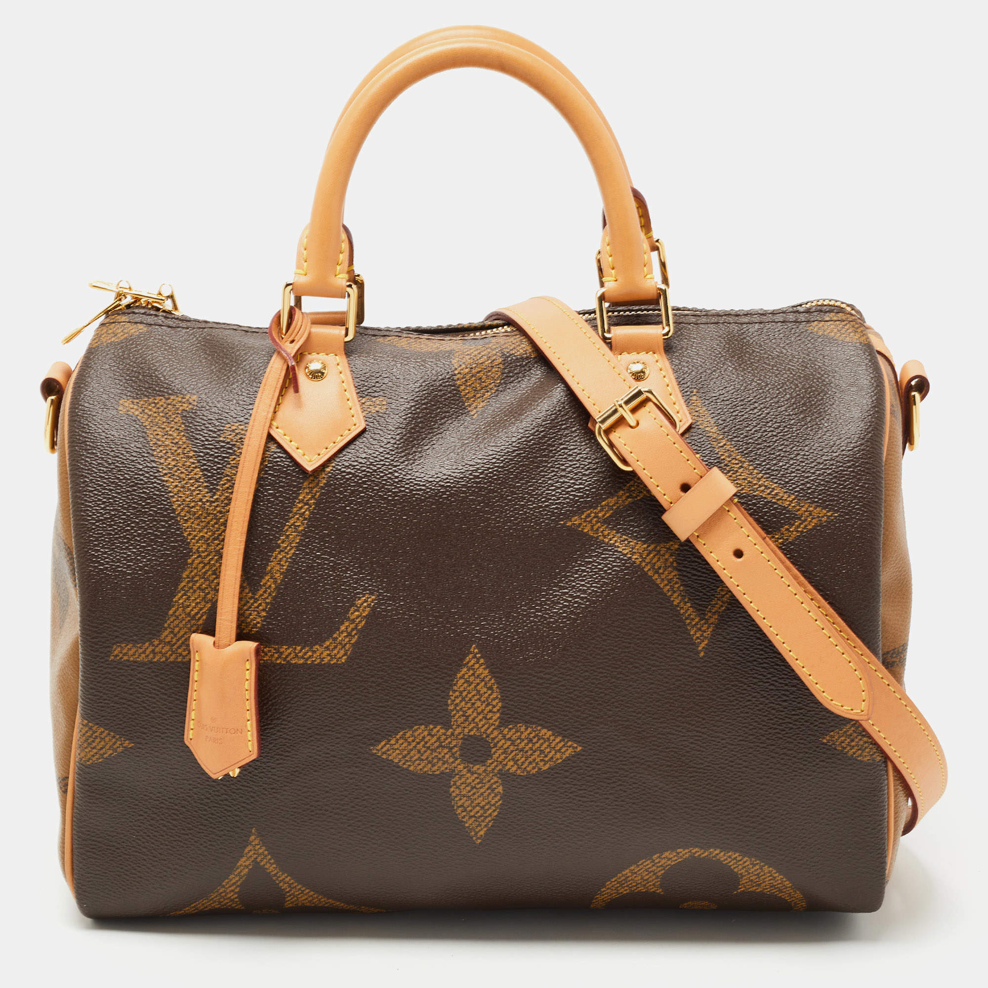 Louis Vuitton Speedy Bandouliere 25 Beige in Coated Canvas with