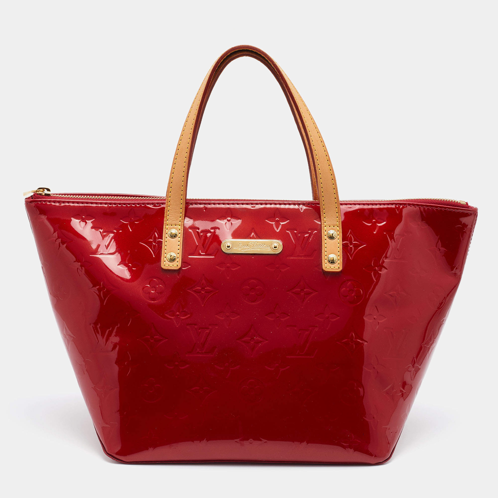 Pre Owned Louis Vuitton Orange Sunset Monogram Vernis Bellevue PM Bag