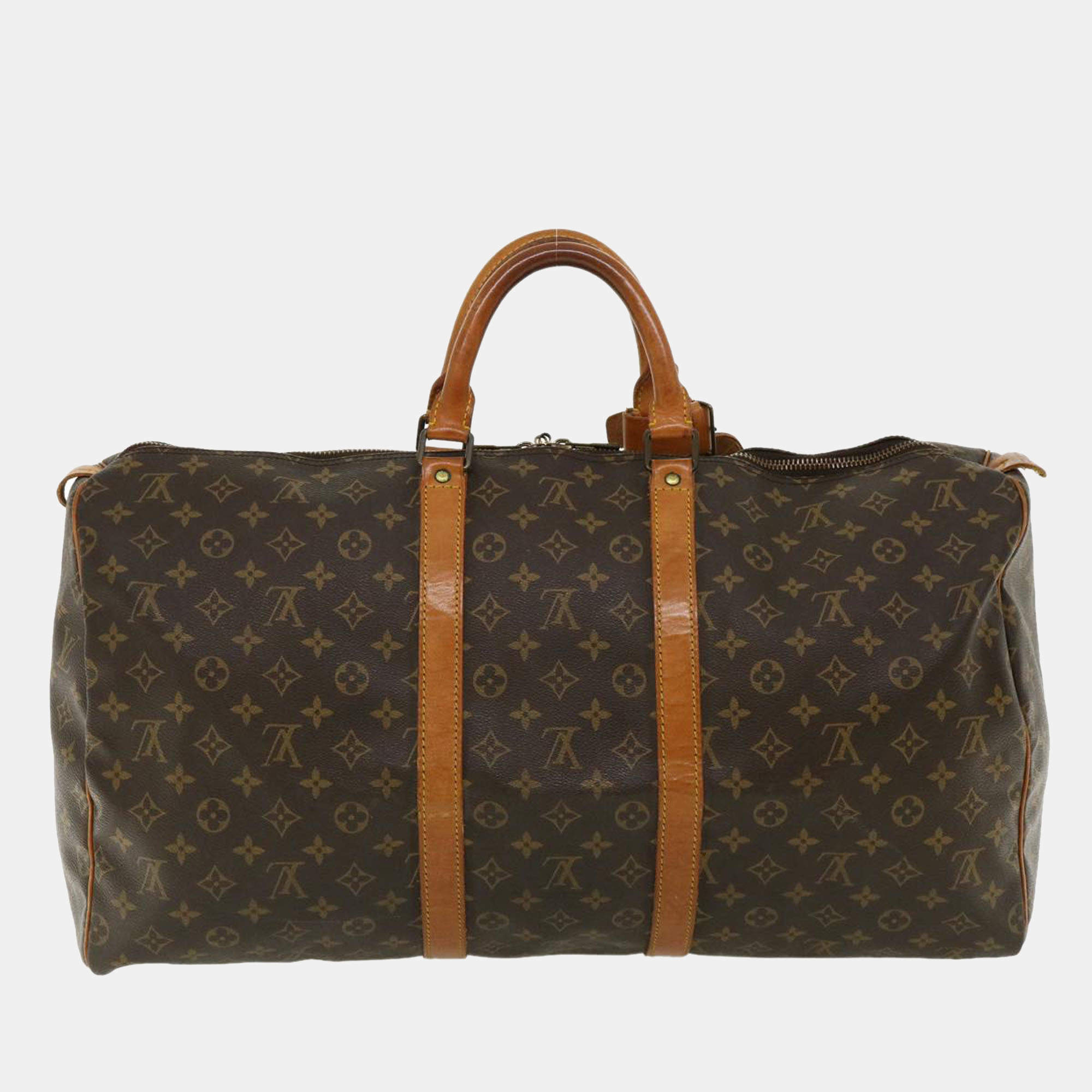 Auth Louis Vuitton Monogram Keep All 55 Boston Bag M41424 Used