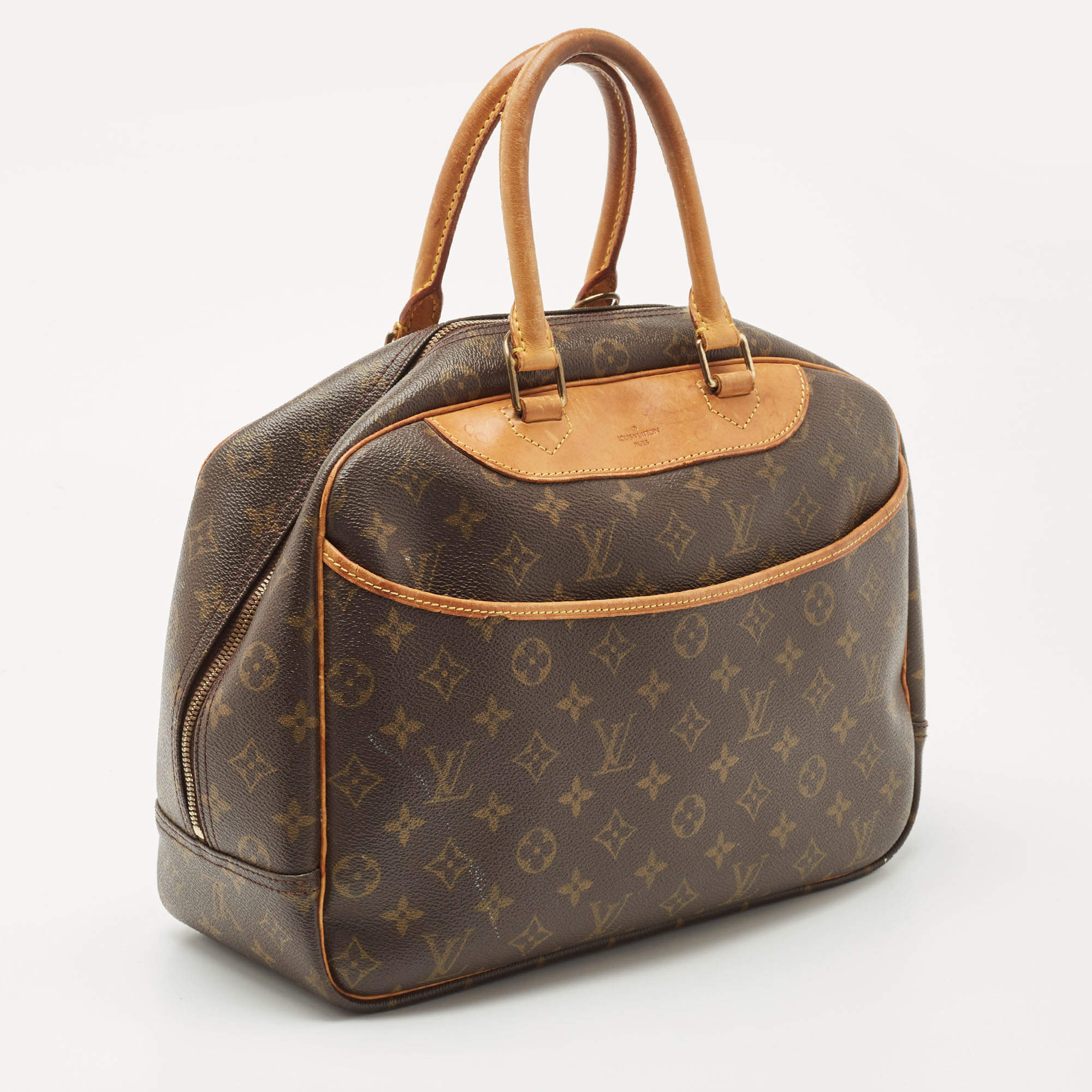 Louis Vuitton Handbag Deauville M47270 Tea Brown Lv Logo Pvc Leather Boston  Bag