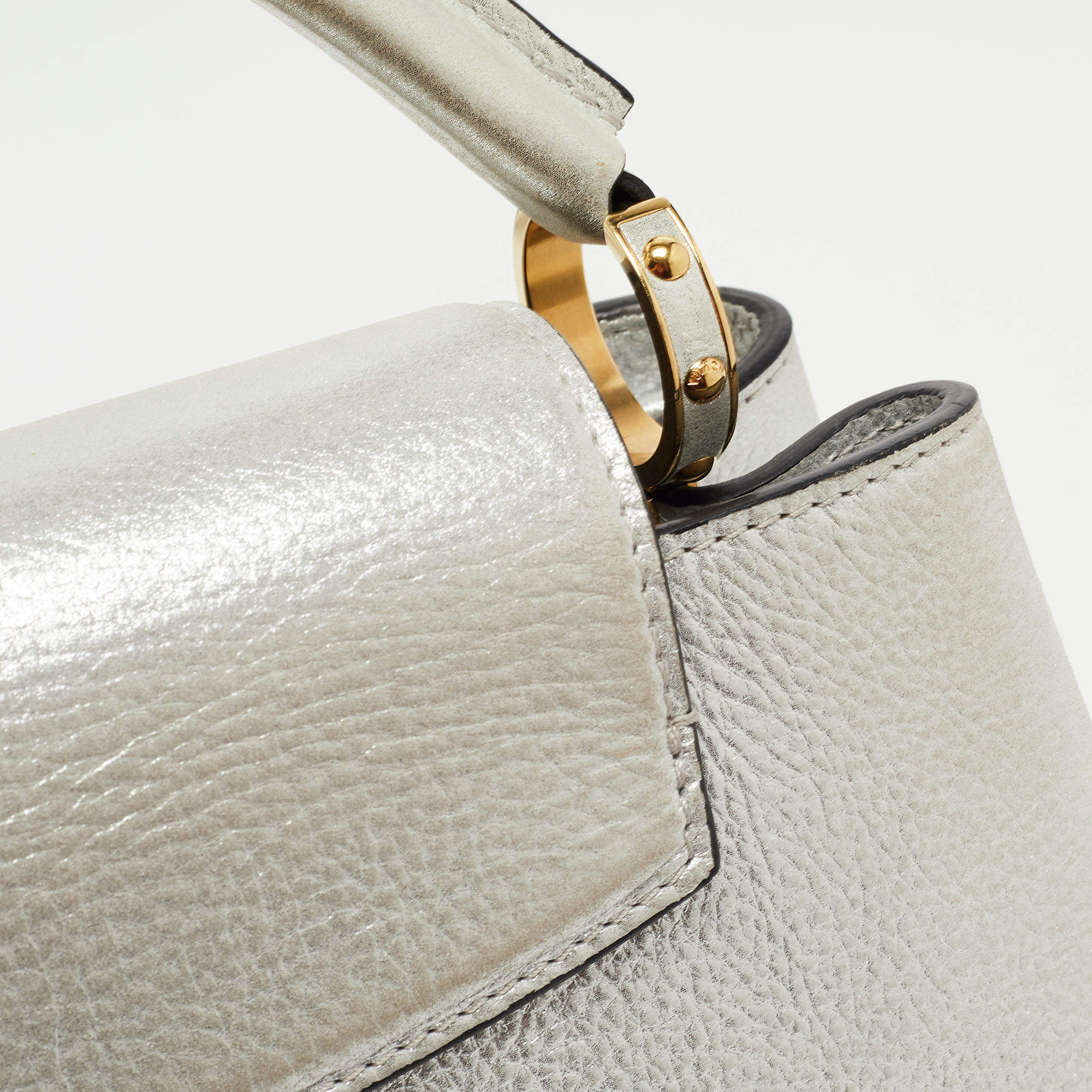 Louis Vuitton Silver Iridescent Leather Capucines BB Bag - ShopStyle