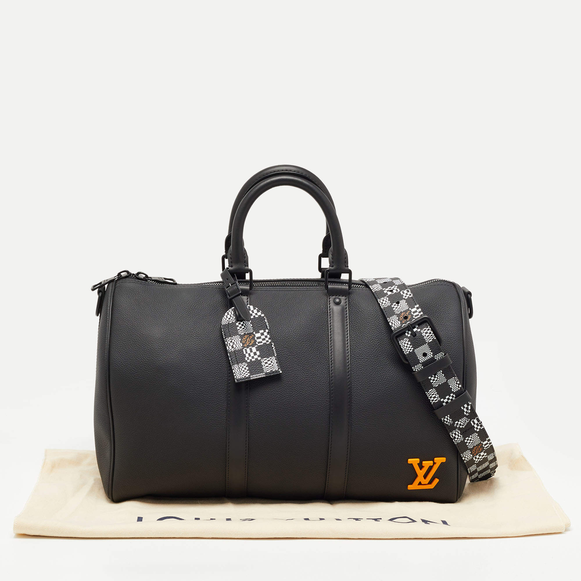 Louis Vuitton Black Damier Distorted Leather Keepall Bandouliere 40 Bag Louis  Vuitton